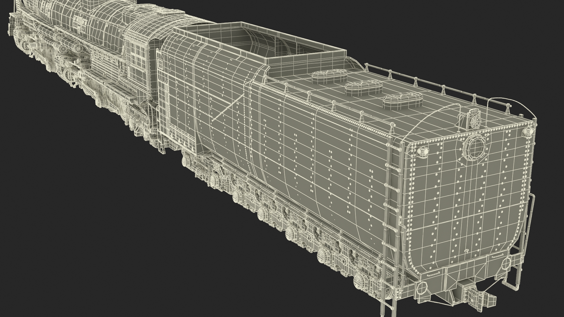 3D model Locomotive Big Boy with Trailed Tender Rigged