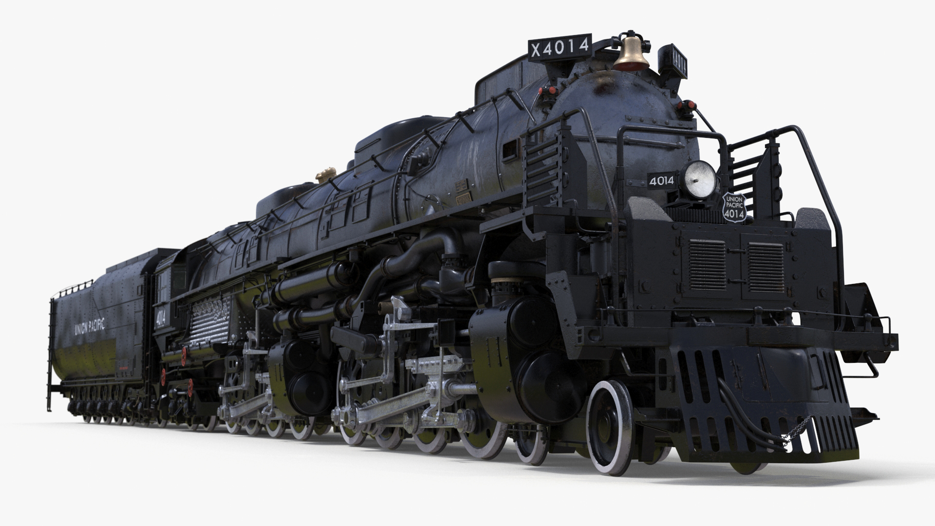 3D model Locomotive Big Boy with Trailed Tender Rigged