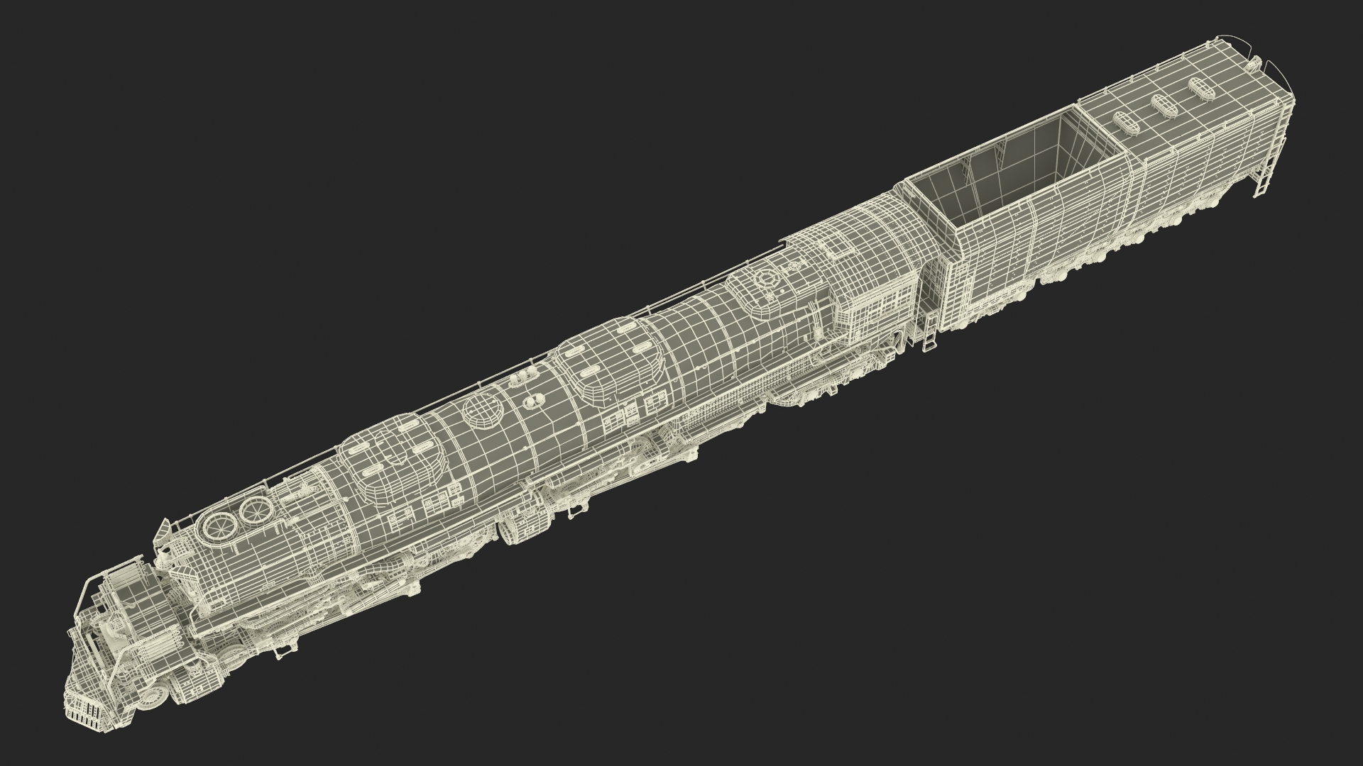 3D model Locomotive Big Boy with Trailed Tender Rigged