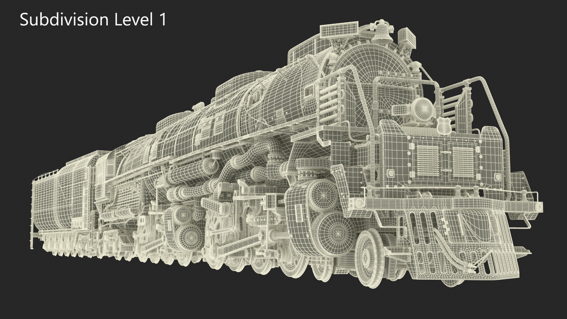 3D model Locomotive Big Boy with Trailed Tender Rigged