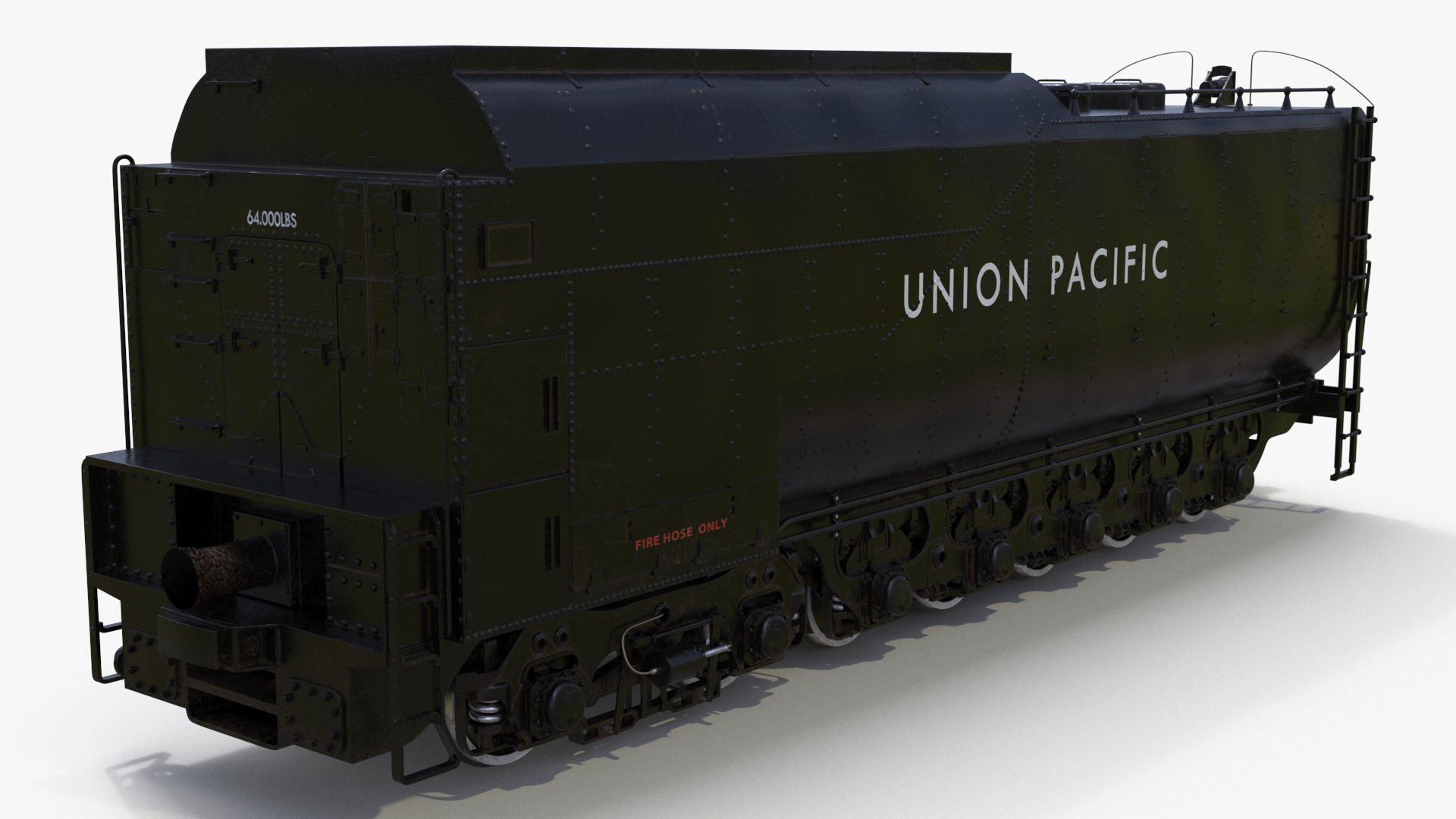 3D model Locomotive Big Boy with Trailed Tender Rigged