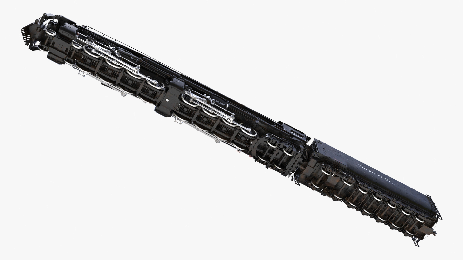 3D model Locomotive Big Boy with Trailed Tender Rigged