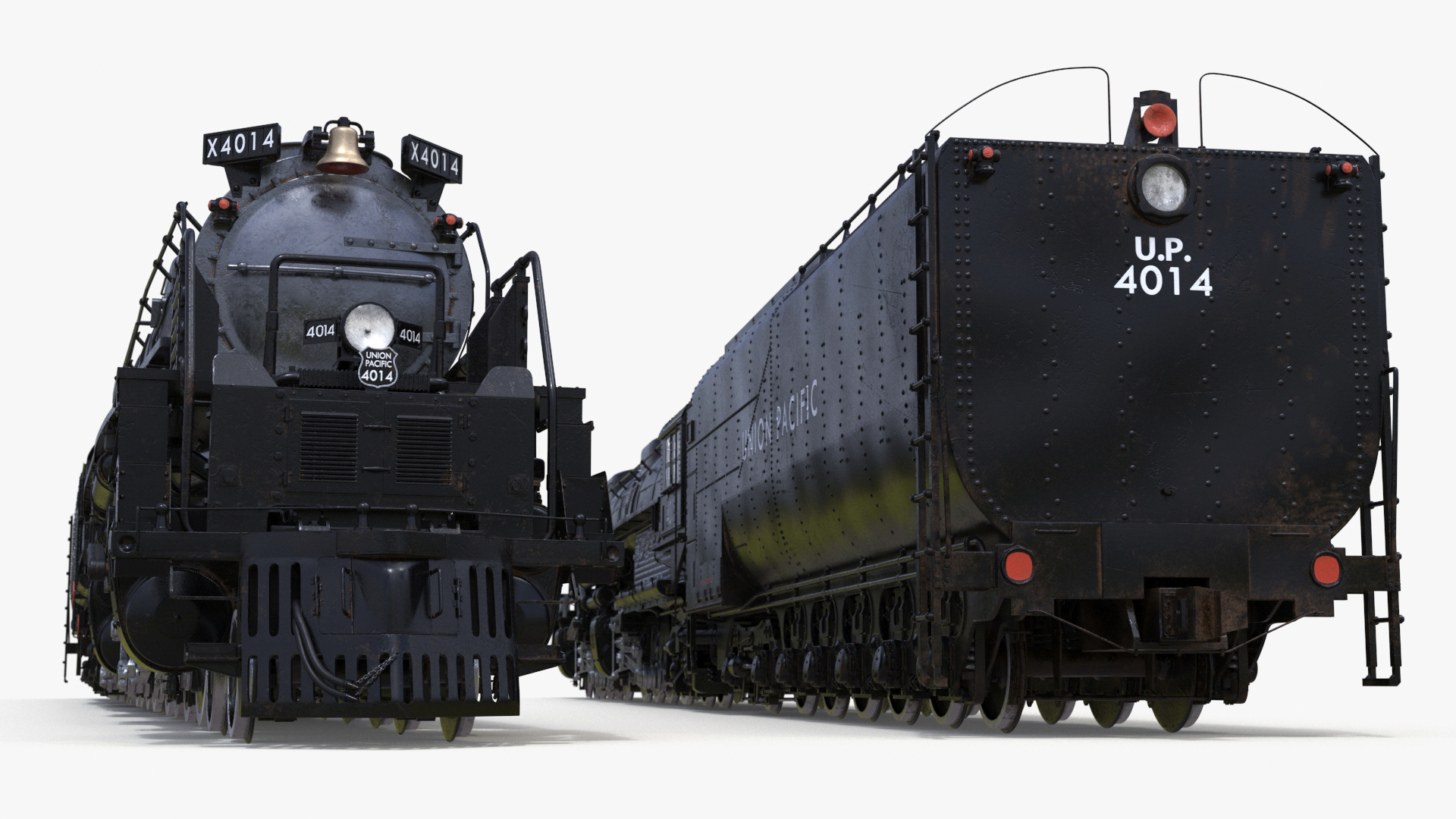 3D model Locomotive Big Boy with Trailed Tender Rigged