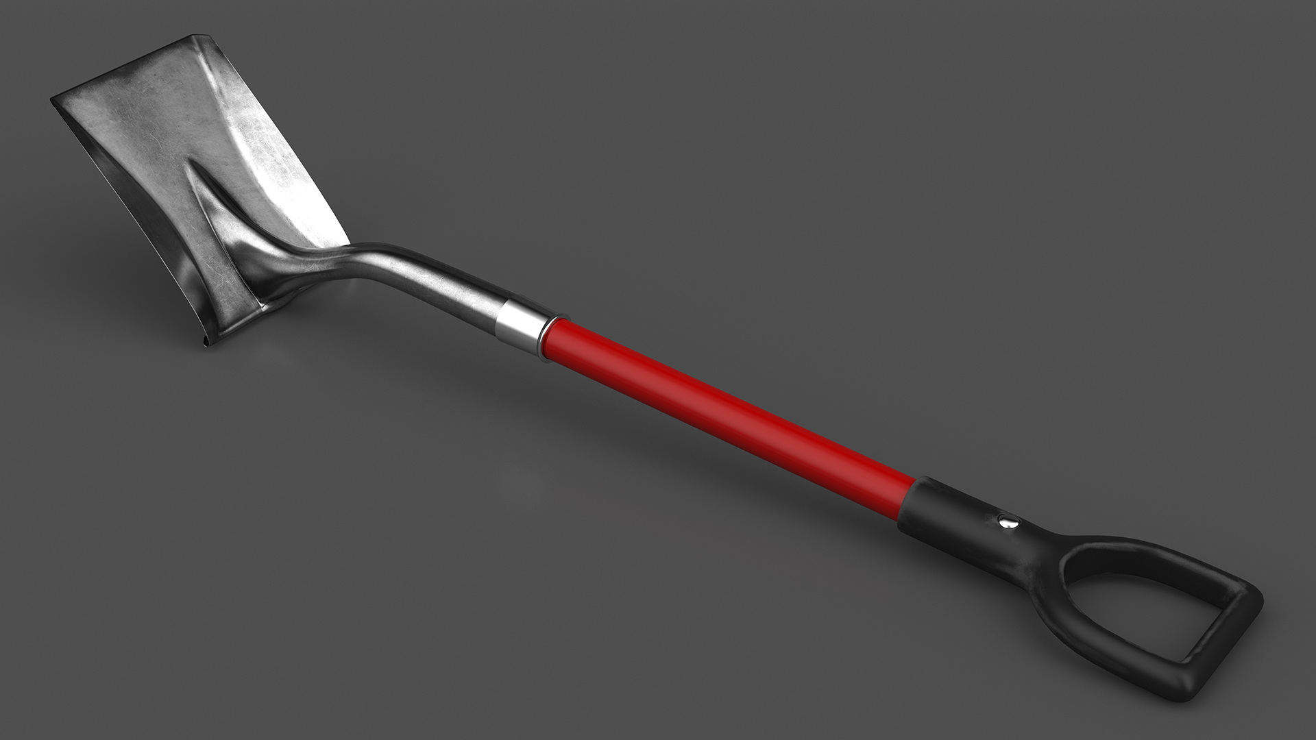 Square Point Shovel with Red Shaft 3D model