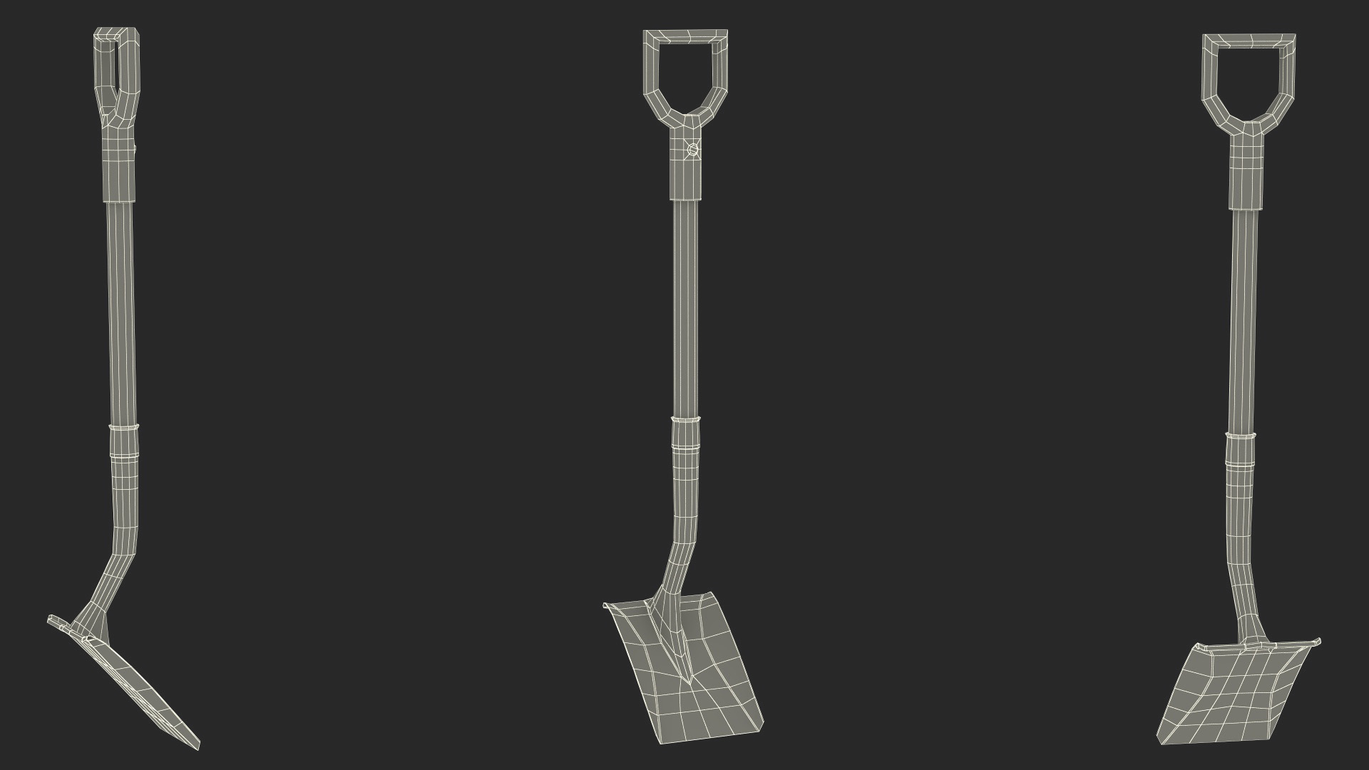 Square Point Shovel with Red Shaft 3D model