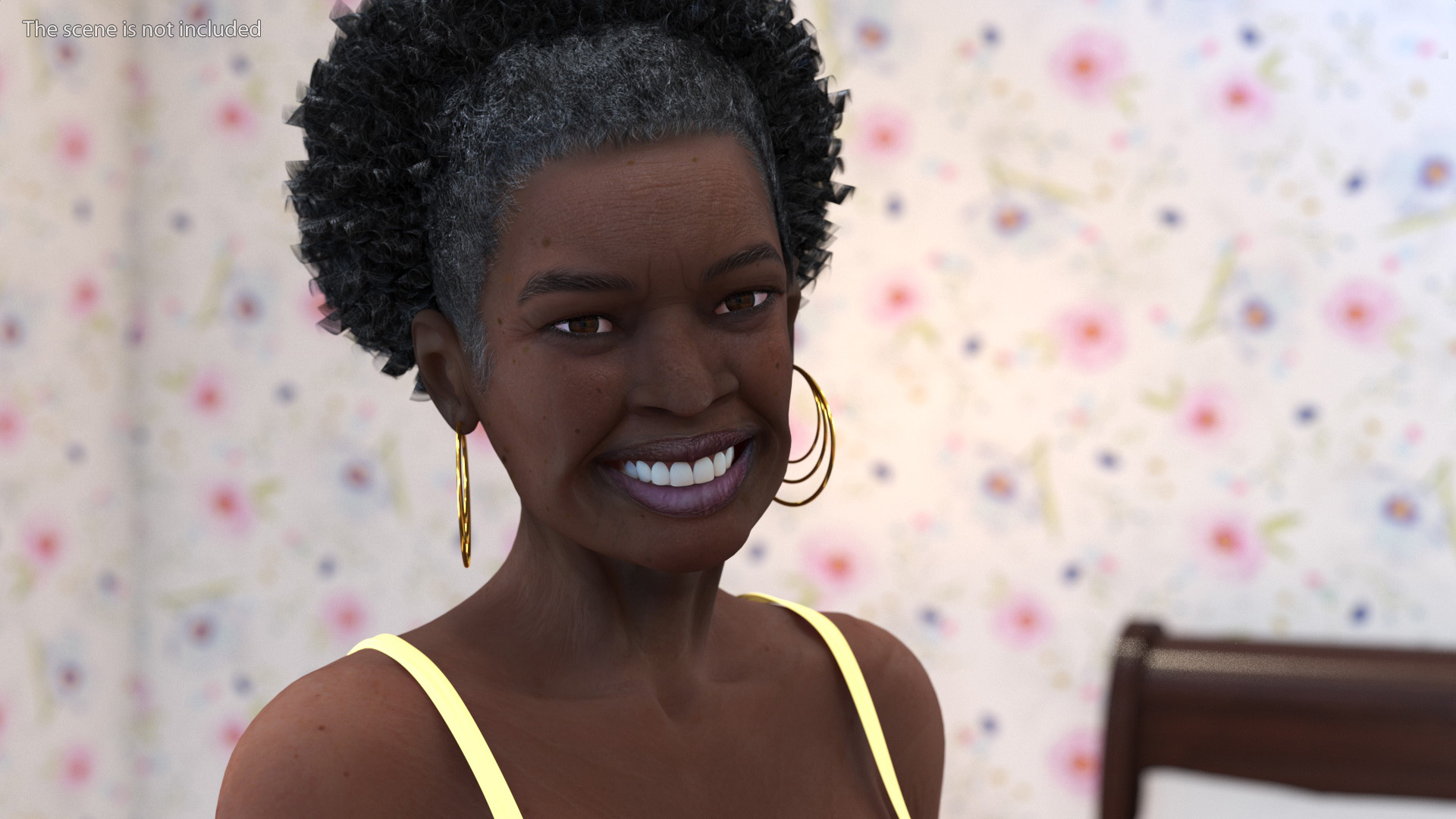 3D Afro American Woman in Nightwear Standing