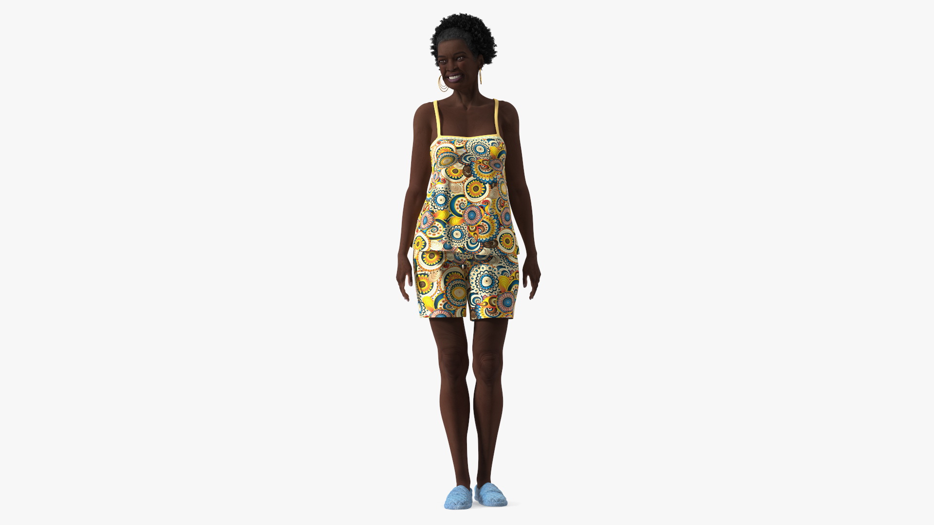 3D Afro American Woman in Nightwear Standing