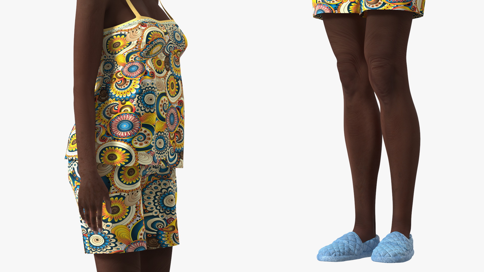 3D Afro American Woman in Nightwear Standing
