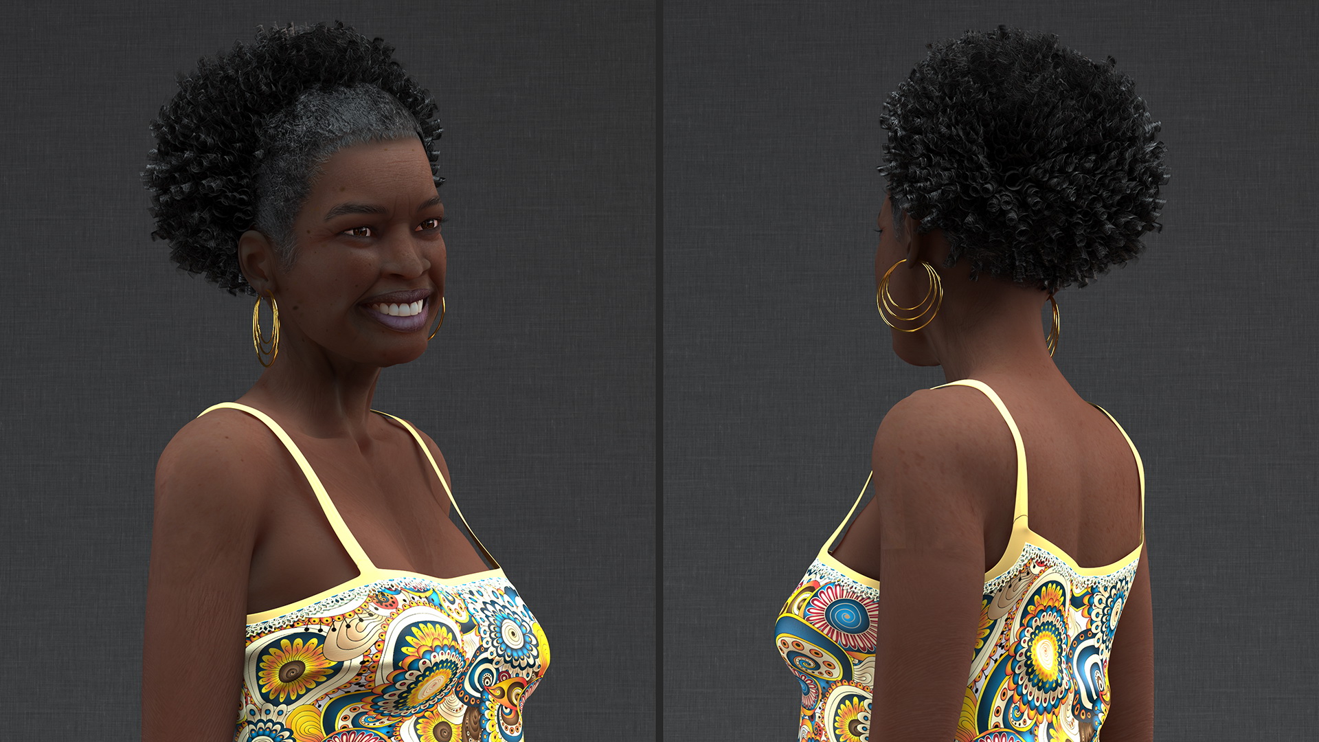 3D Afro American Woman in Nightwear Standing