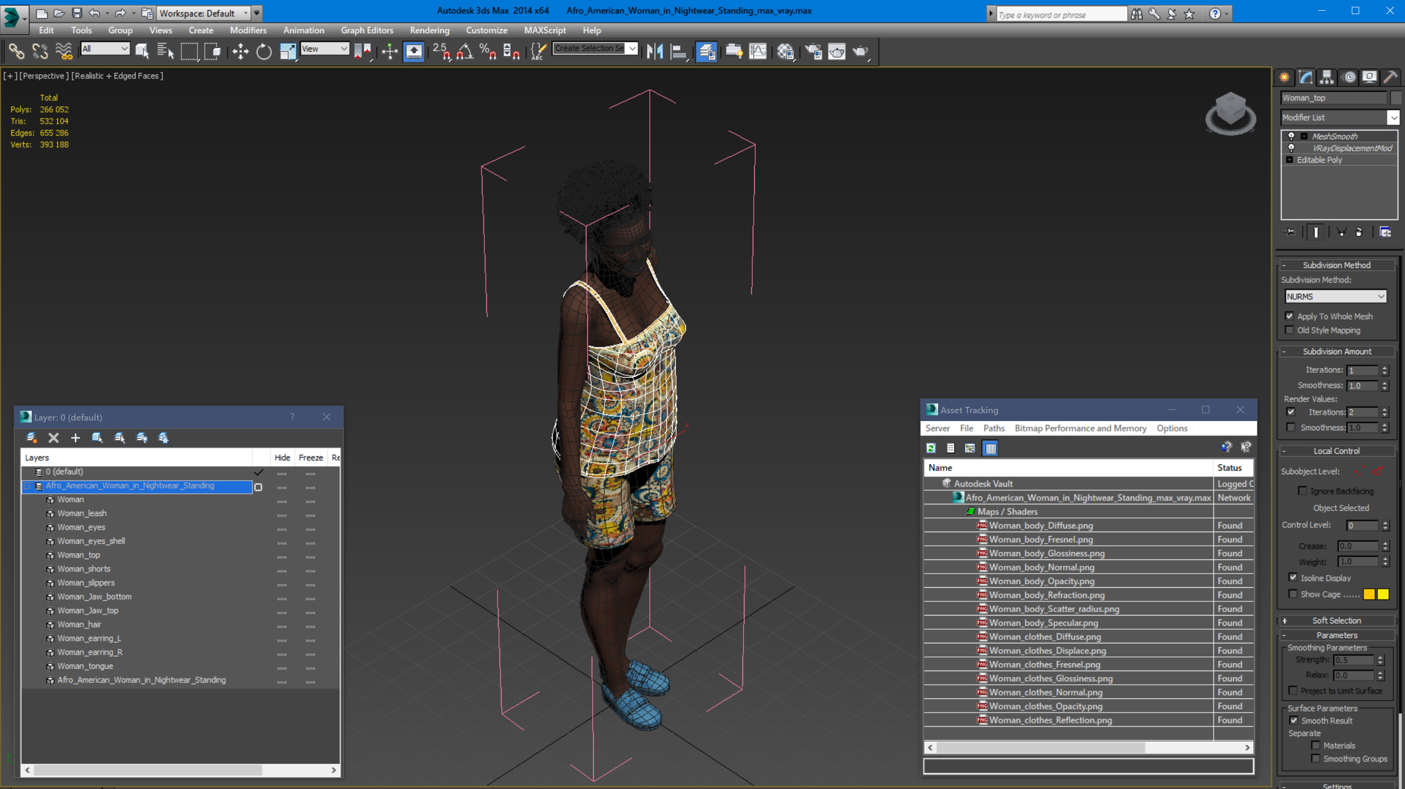 3D Afro American Woman in Nightwear Standing