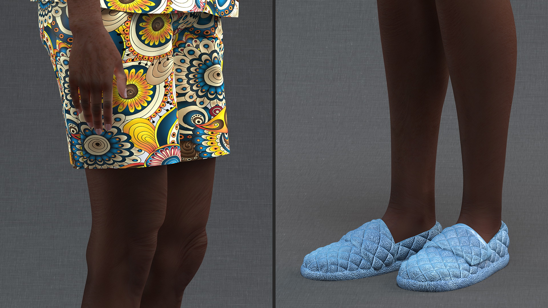 3D Afro American Woman in Nightwear Standing