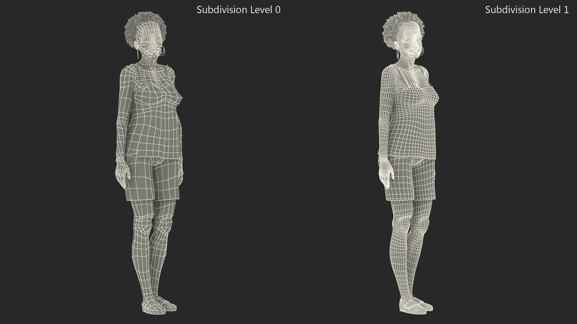 3D Afro American Woman in Nightwear Standing
