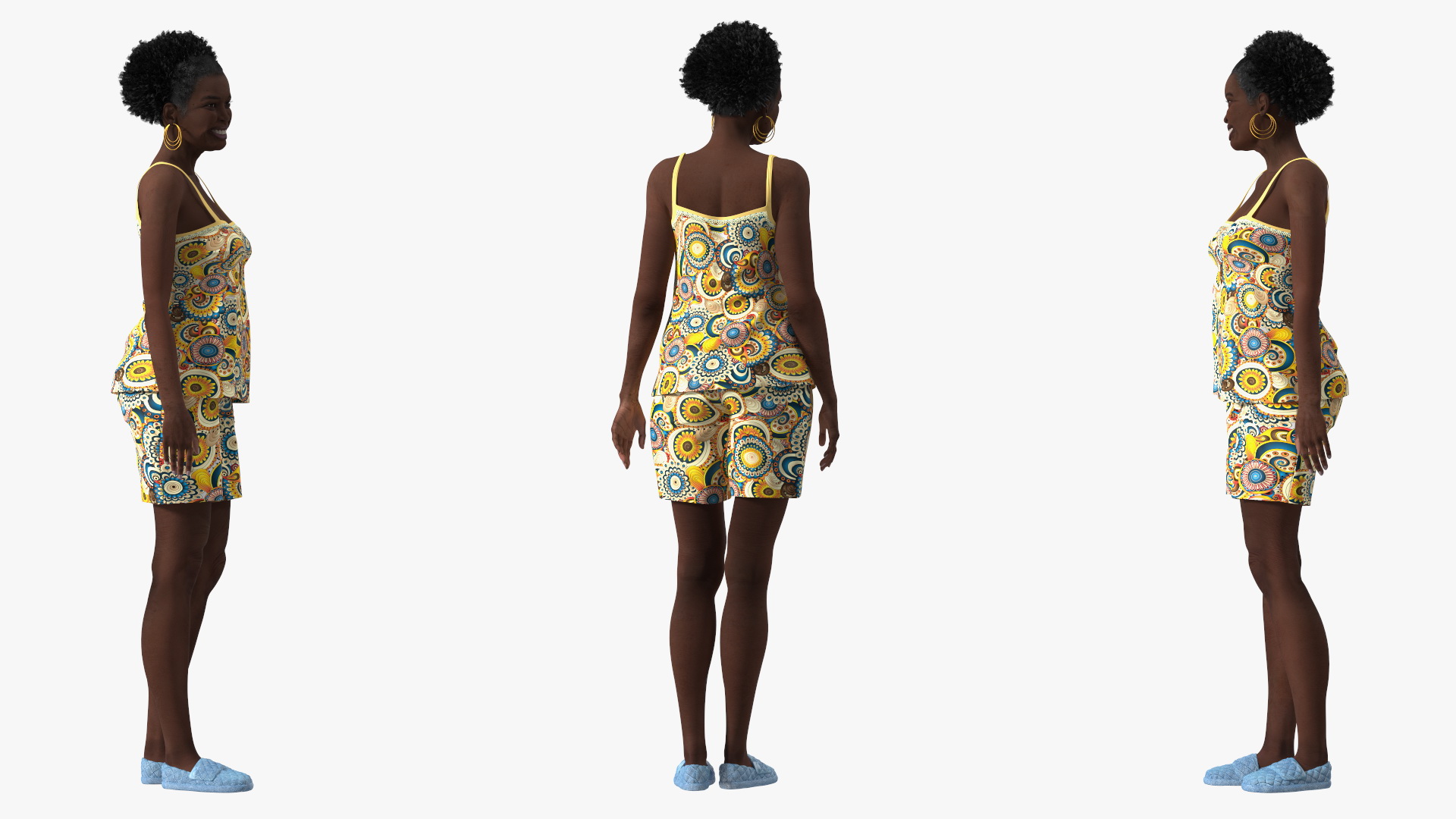 3D Afro American Woman in Nightwear Standing