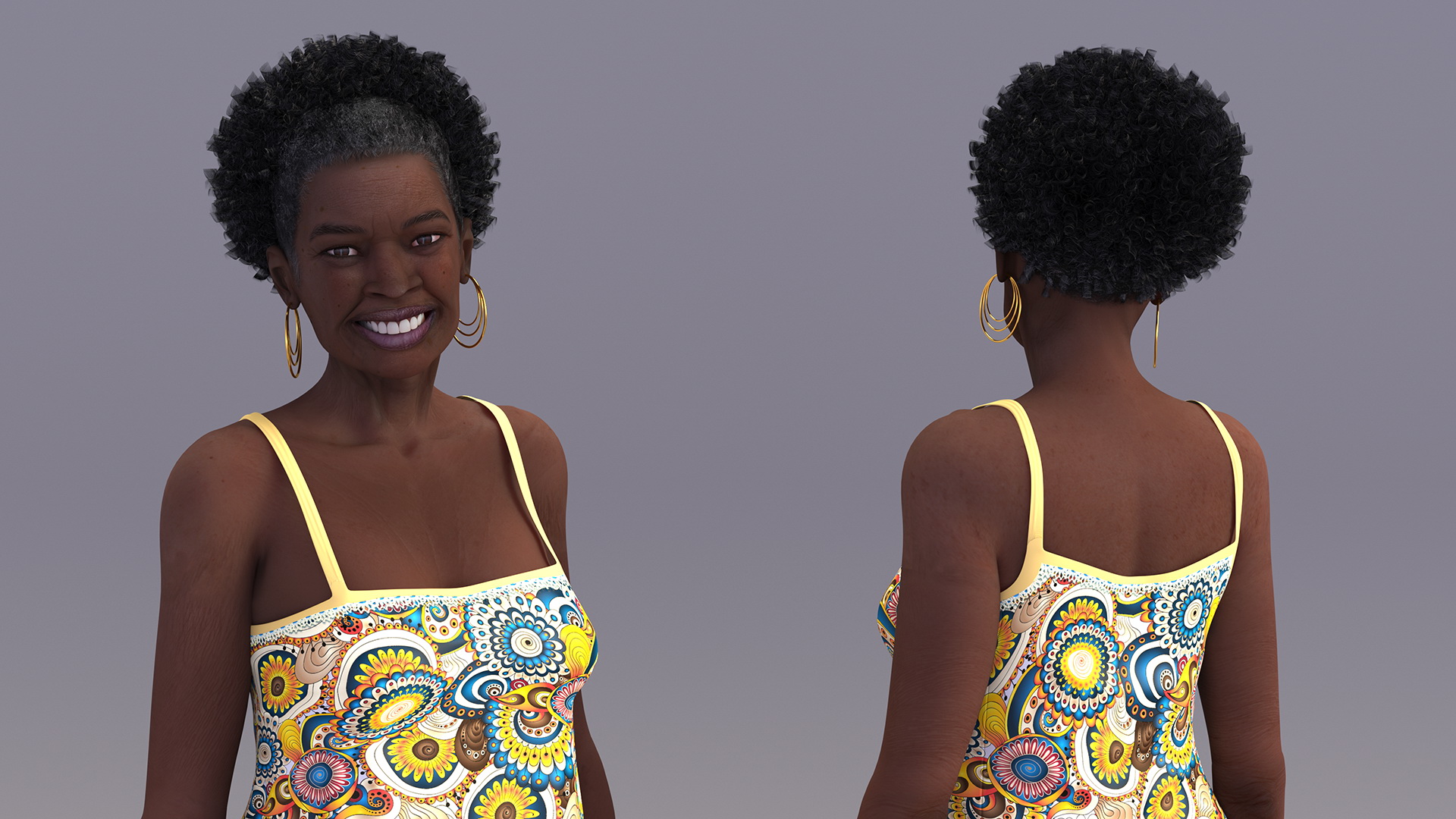 3D Afro American Woman in Nightwear Standing