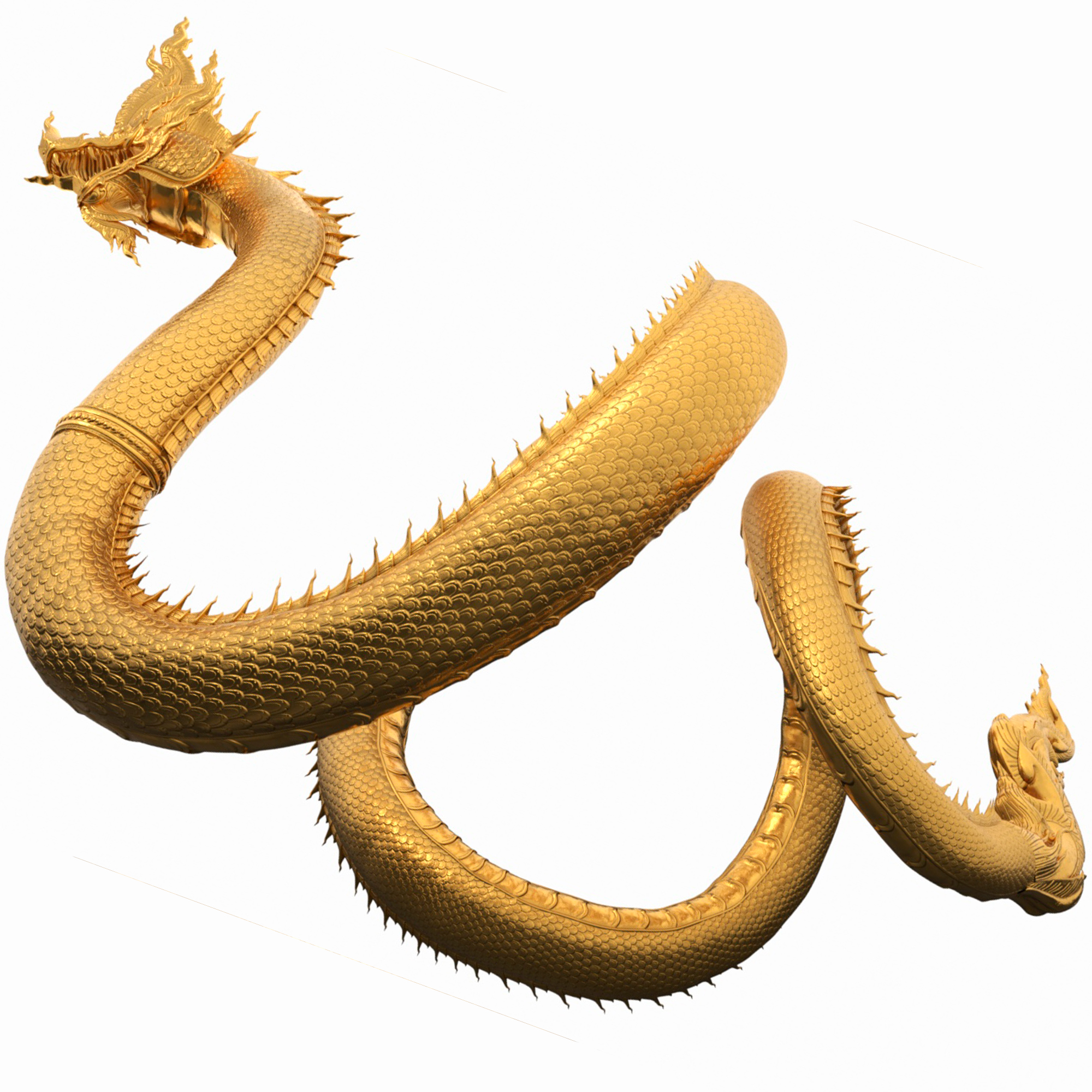 Gold Naga Dragon Rigged for Cinema 4D 3D