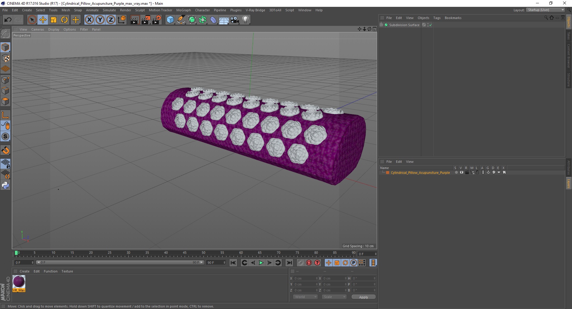 Cylindrical Pillow Acupuncture Purple 3D
