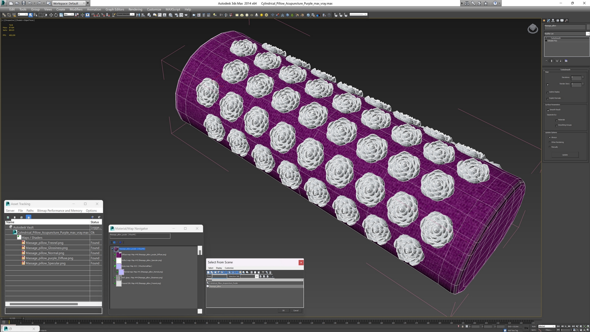 Cylindrical Pillow Acupuncture Purple 3D