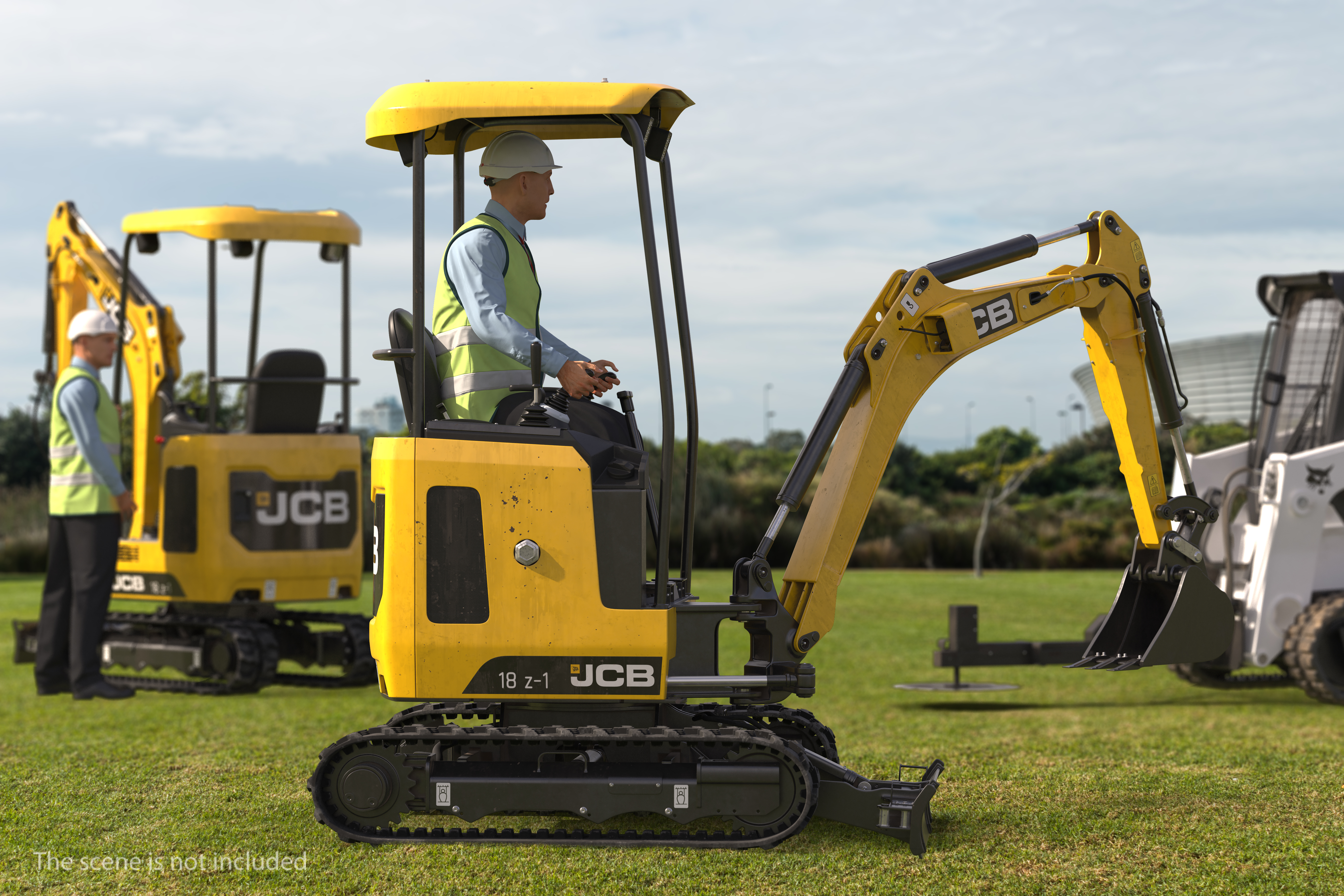 Mini Tracked Excavator JCB Dirty Rigged 3D model