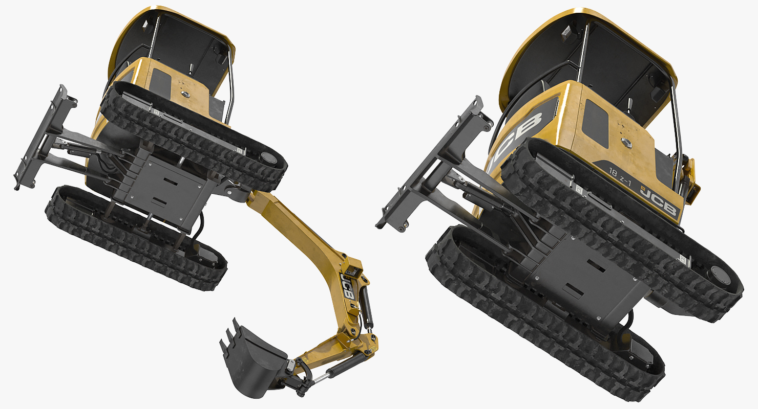 Mini Tracked Excavator JCB Dirty Rigged 3D model