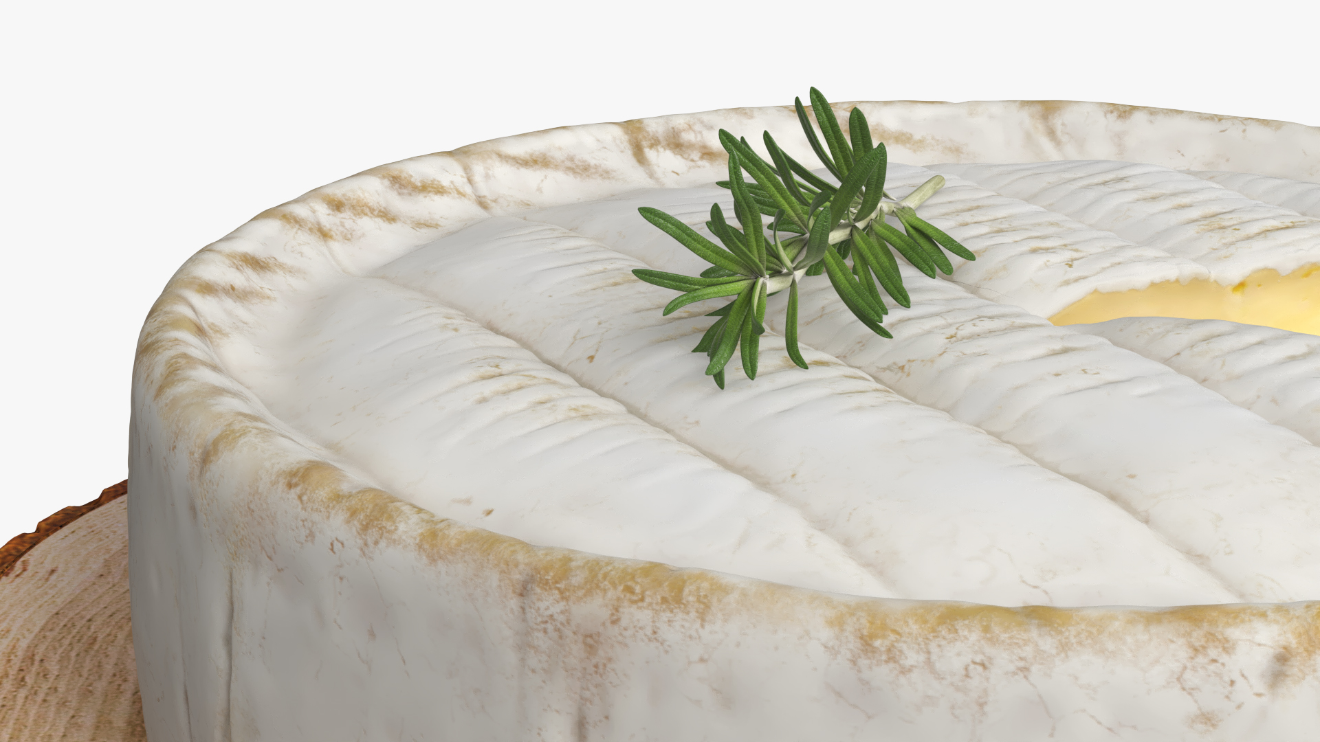 Round Brie Cheese with Rosemary on Rustic Board - view 8