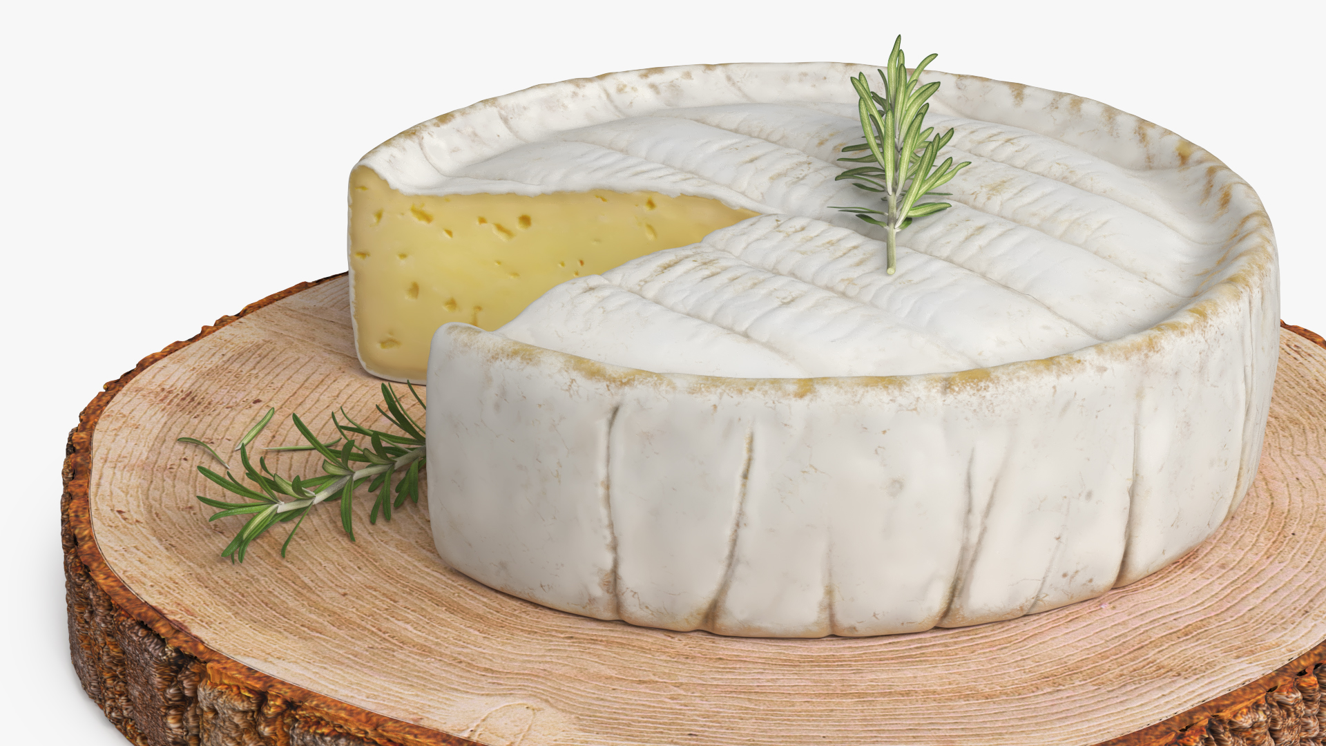 Round Brie Cheese with Rosemary on Rustic Board - view 7