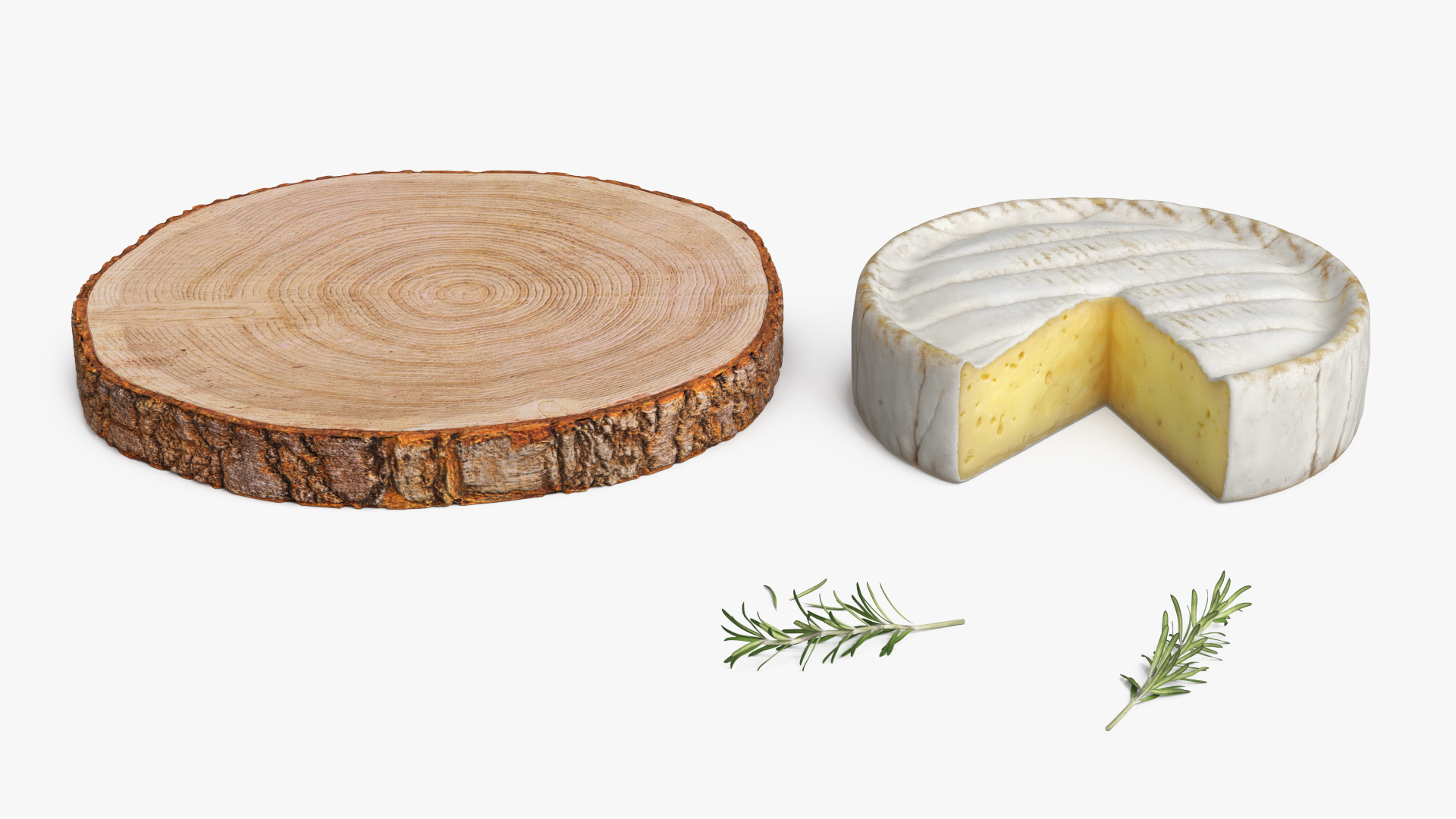 Round Brie Cheese with Rosemary on Rustic Board - view 9
