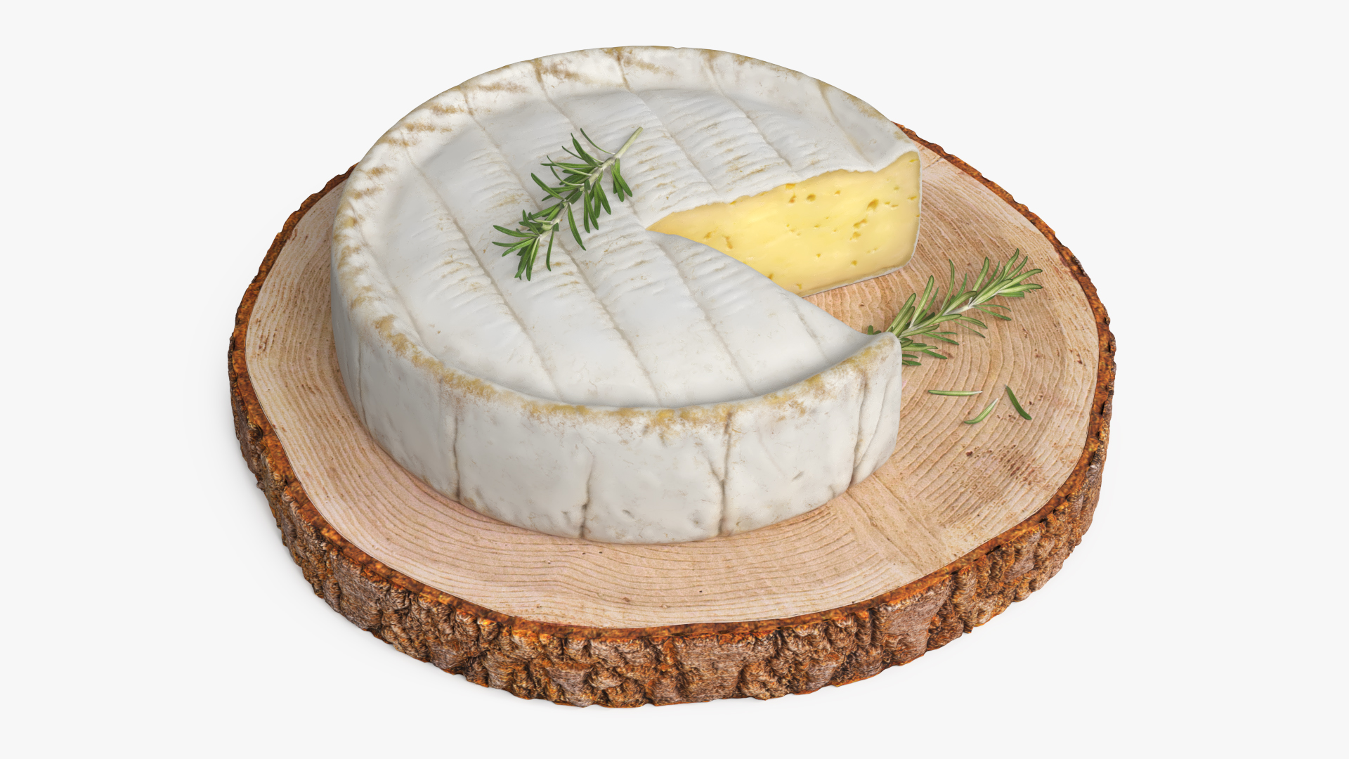 Round Brie Cheese with Rosemary on Rustic Board - view 4
