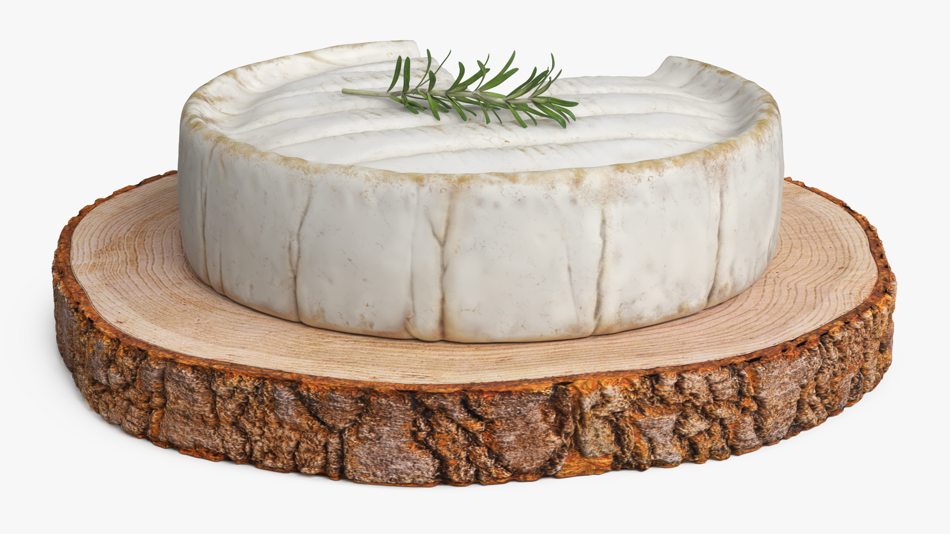 Round Brie Cheese with Rosemary on Rustic Board - view 6