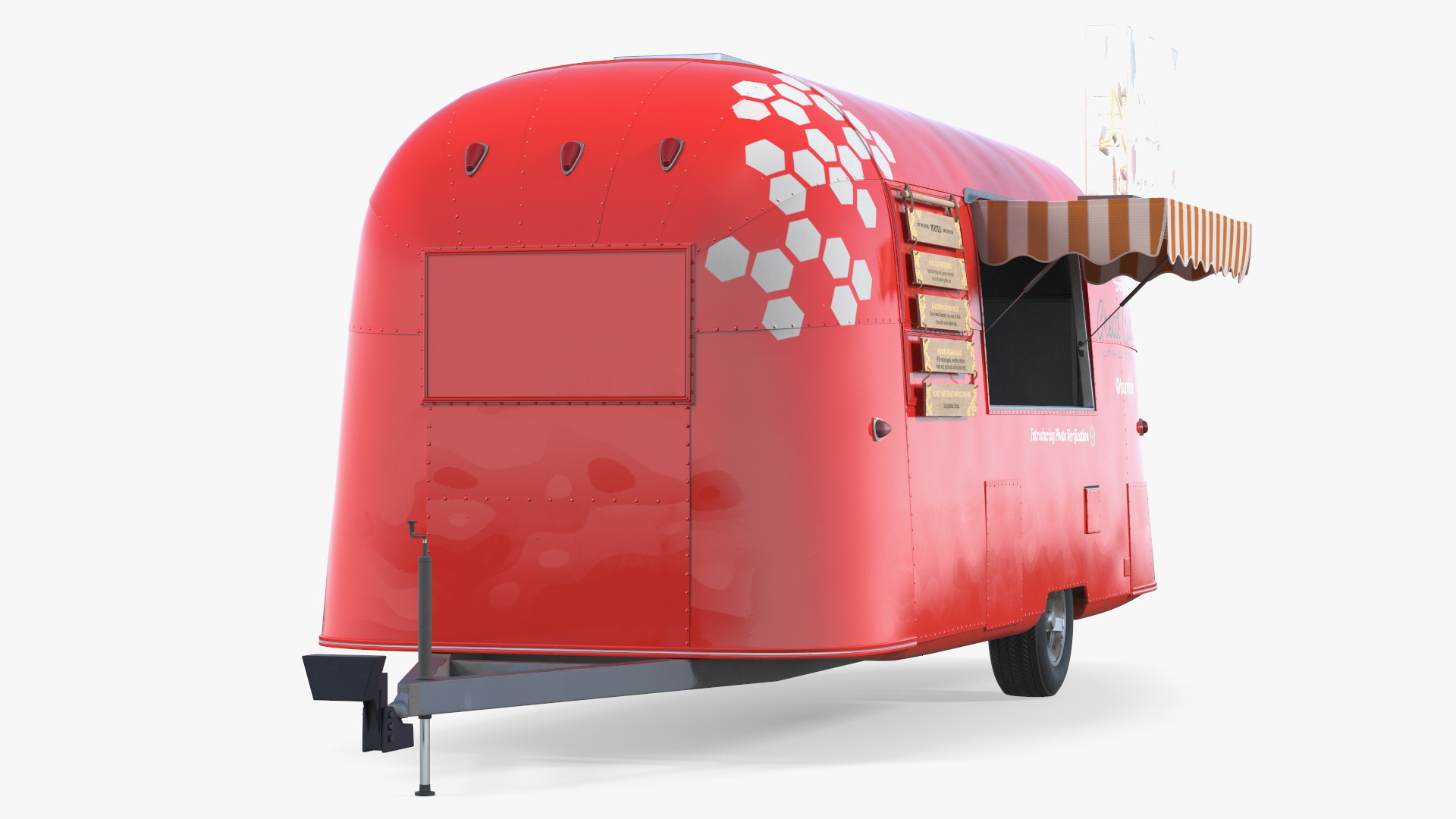 3D Red Vending Food Truck Mockup Rigged