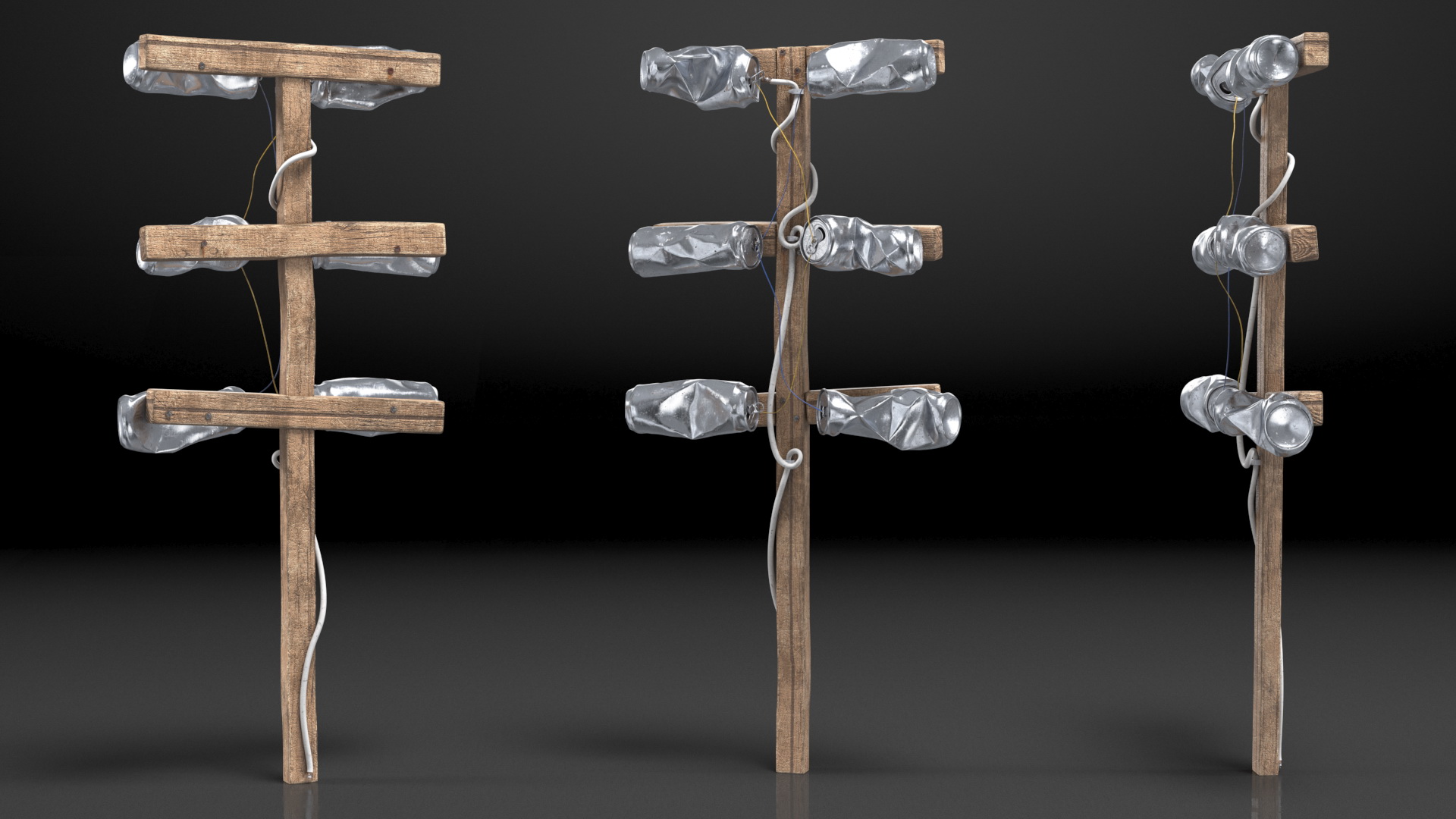 3D model Damaged DIY TV Aluminum Can Antenna