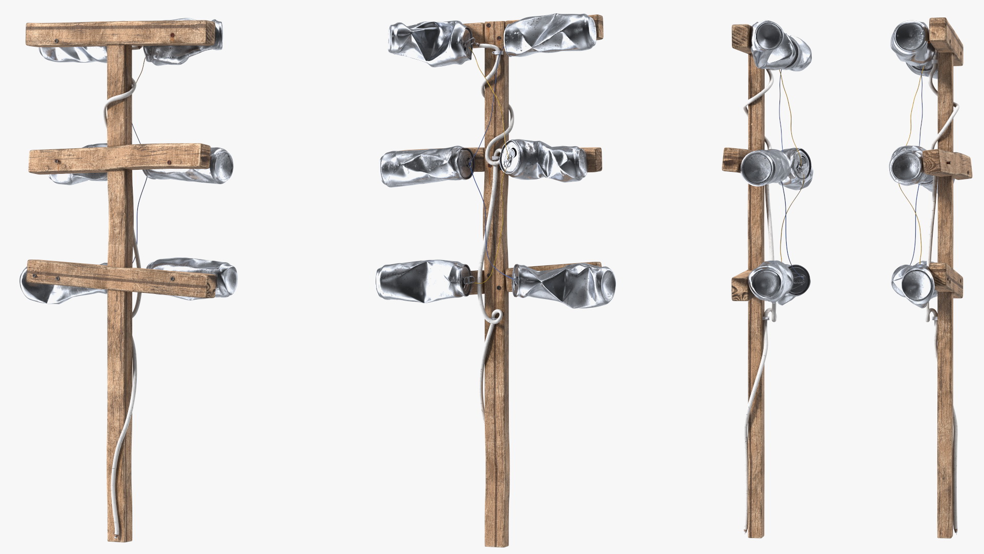 3D model Damaged DIY TV Aluminum Can Antenna