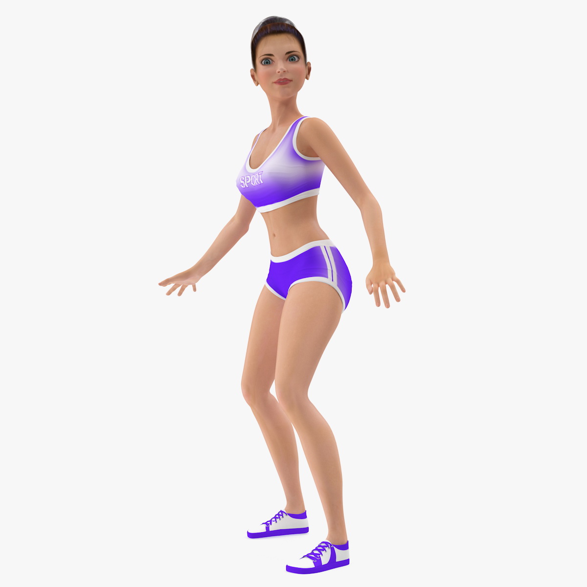 Cartoon Young Girl Sportive Clothes, view 4