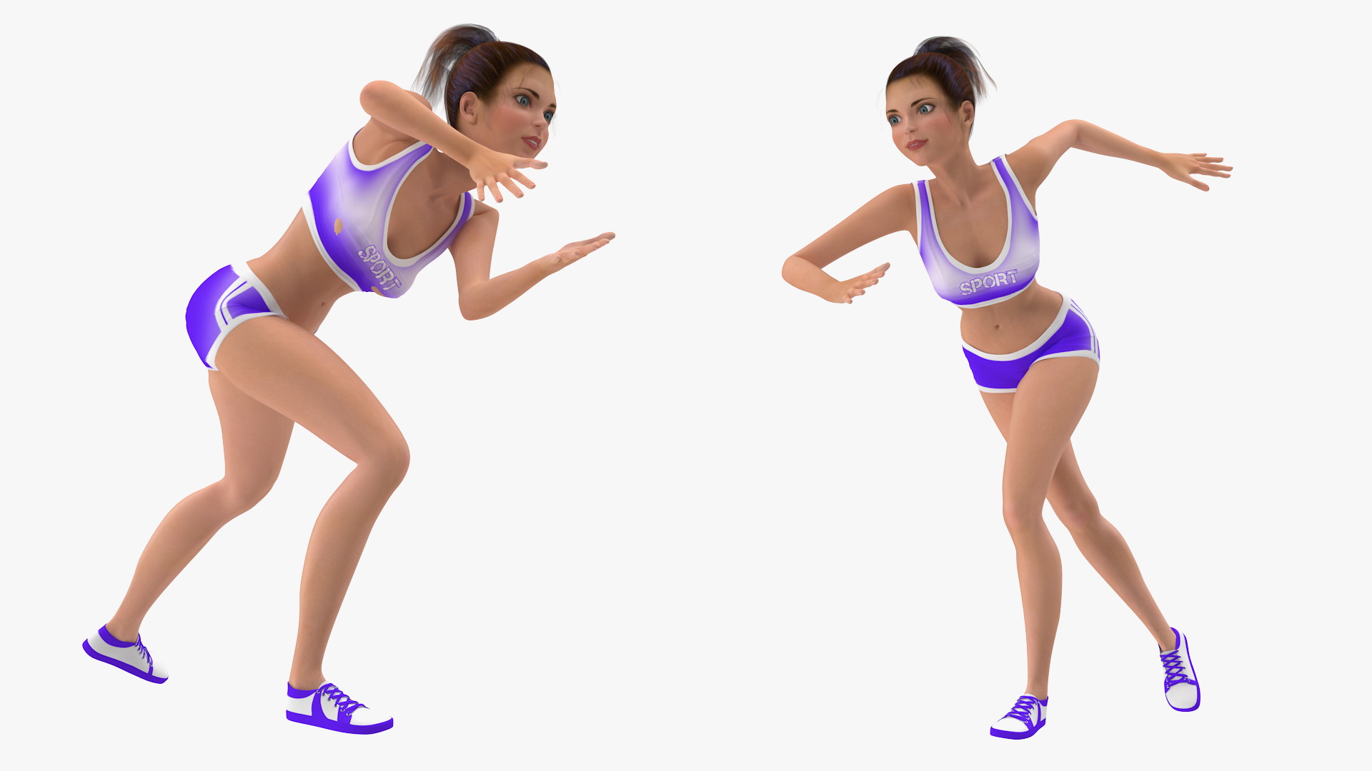 3D Cartoon Young Girl Sportive Clothes Rigged for Cinema 4D