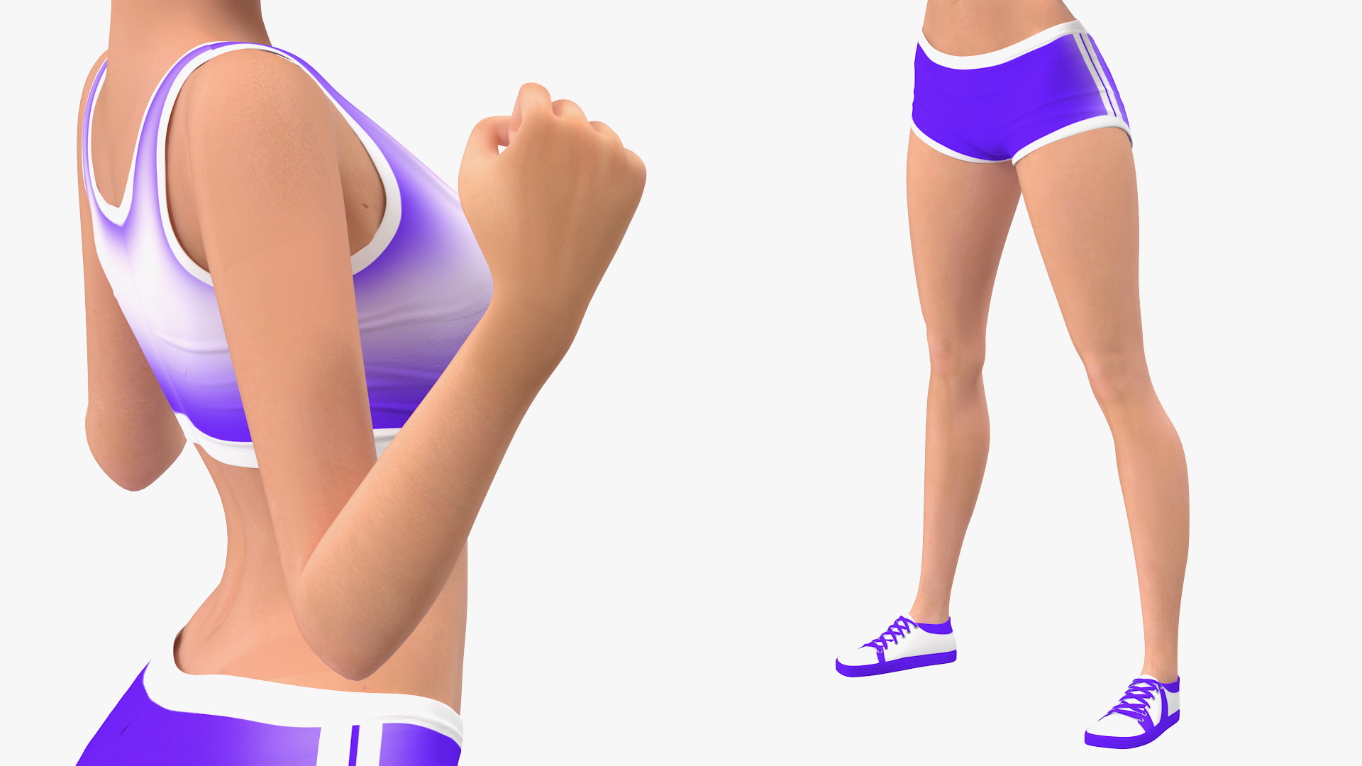 3D Cartoon Young Girl Sportive Clothes Rigged for Cinema 4D