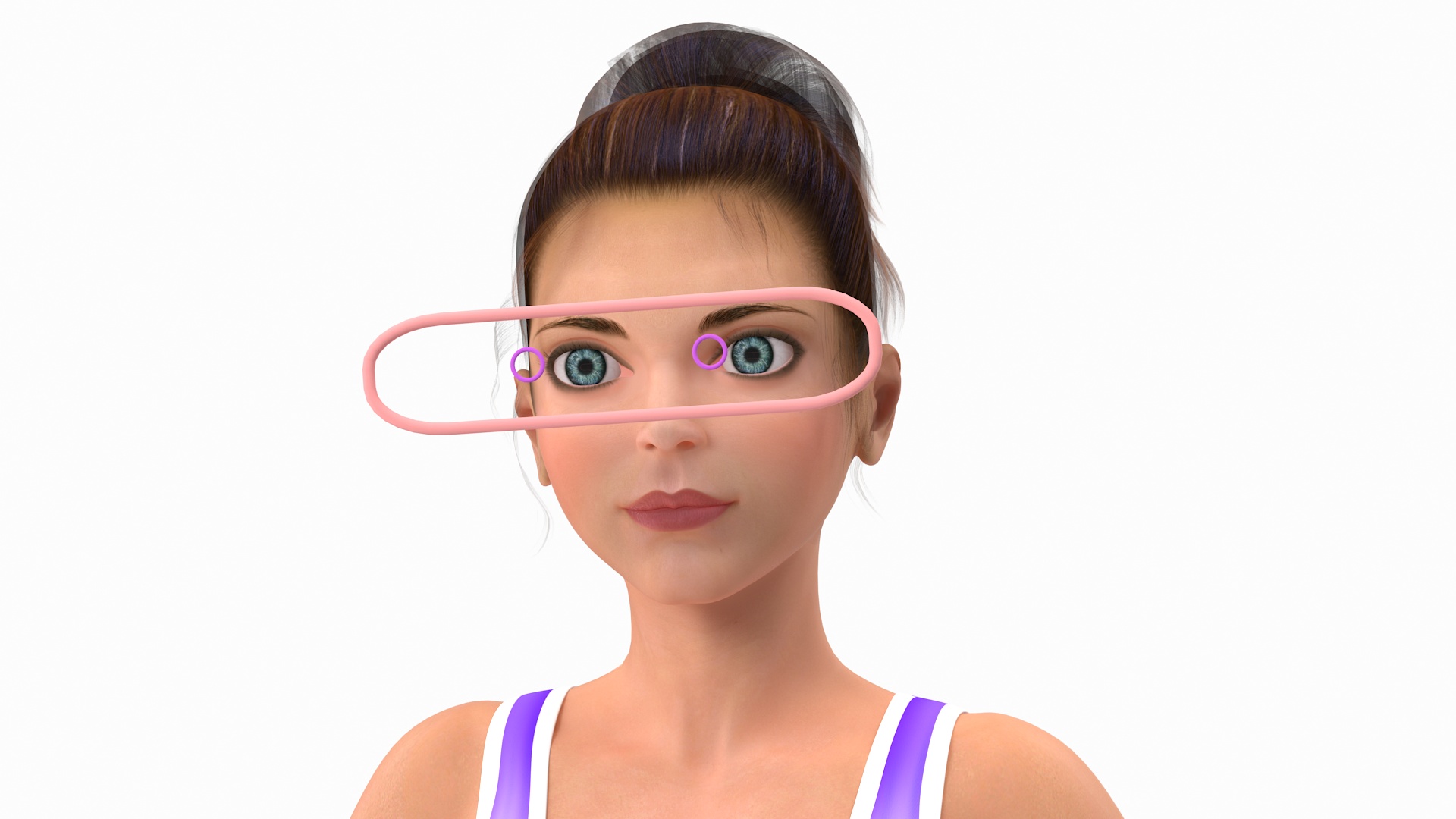 3D Cartoon Young Girl Sportive Clothes Rigged for Cinema 4D