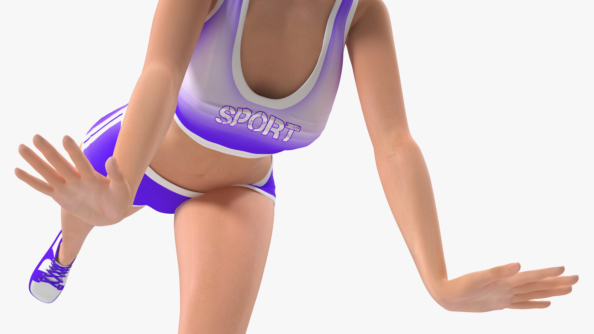3D Cartoon Young Girl Sportive Clothes Rigged for Cinema 4D