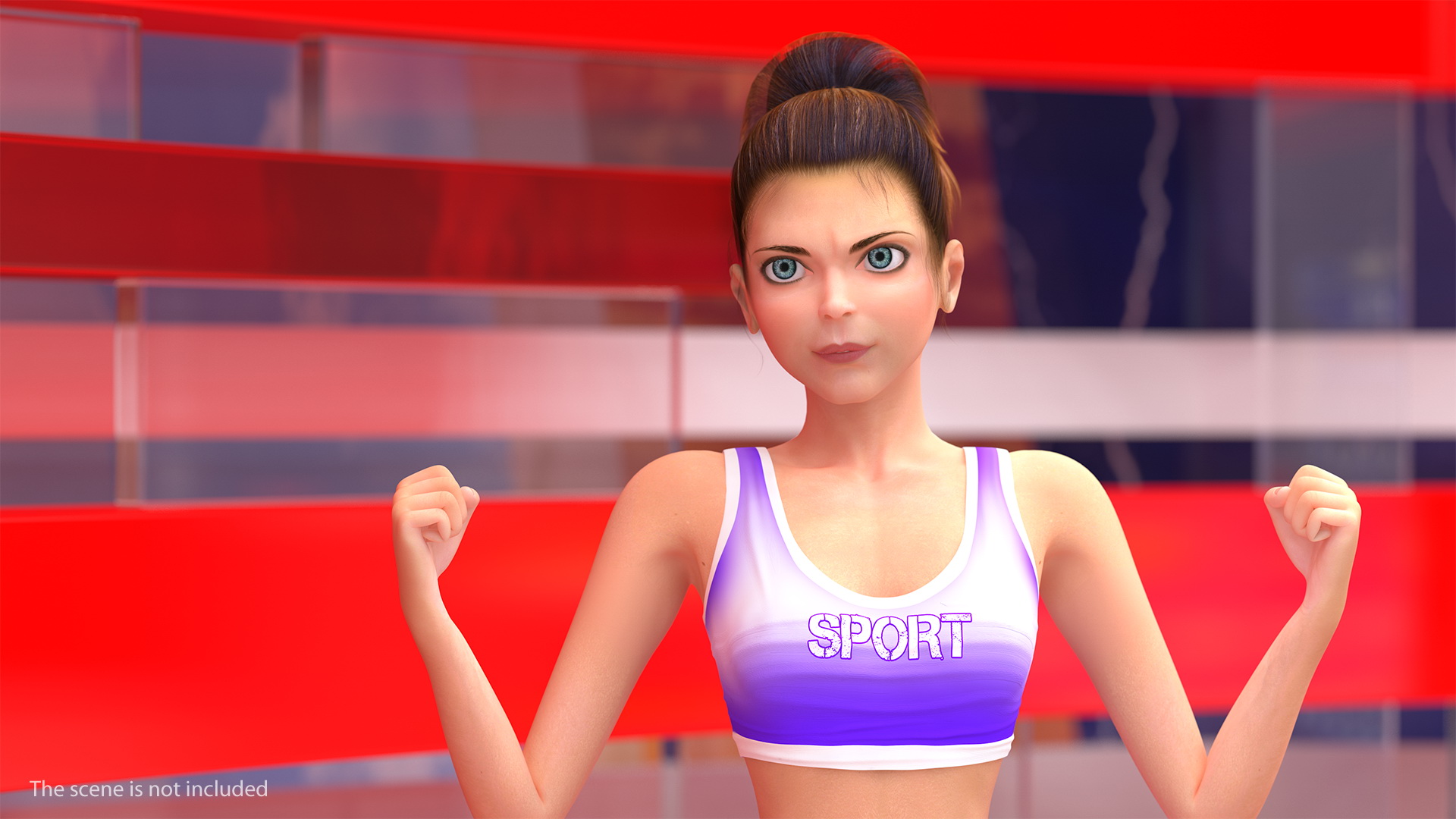 3D Cartoon Young Girl Sportive Clothes Rigged for Cinema 4D