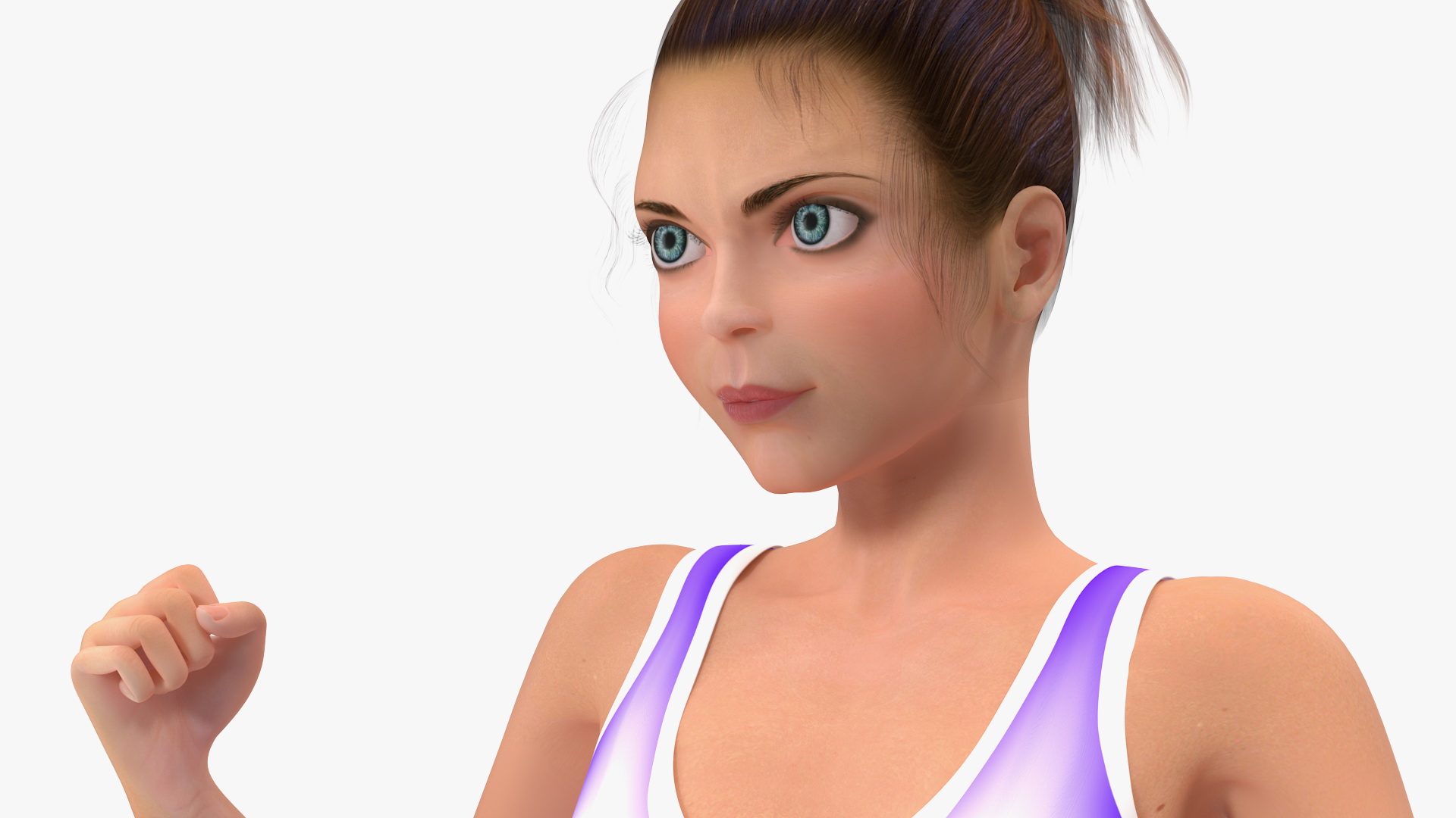 3D Cartoon Young Girl Sportive Clothes Rigged for Cinema 4D