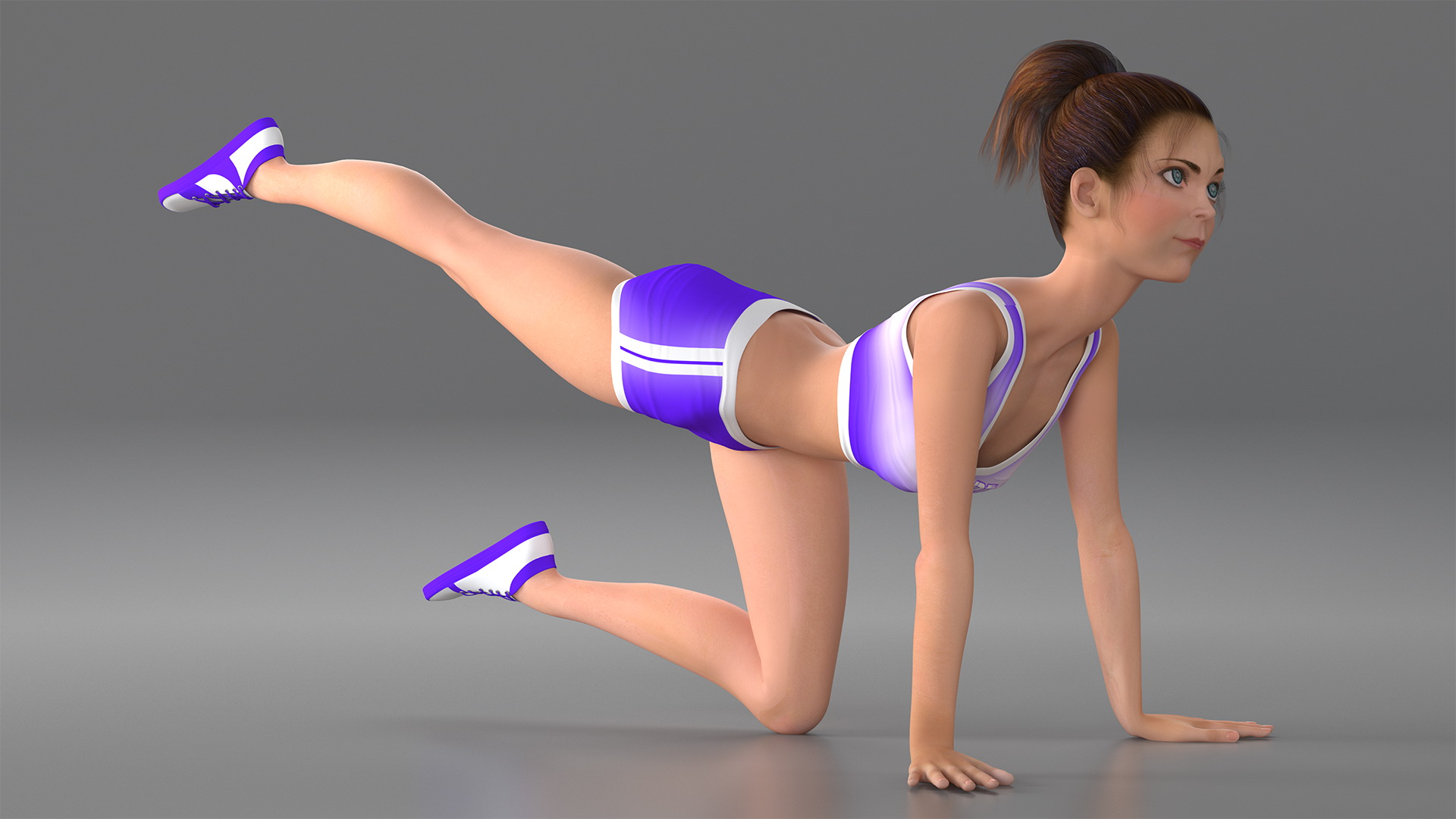 3D Cartoon Young Girl Sportive Clothes Rigged for Cinema 4D