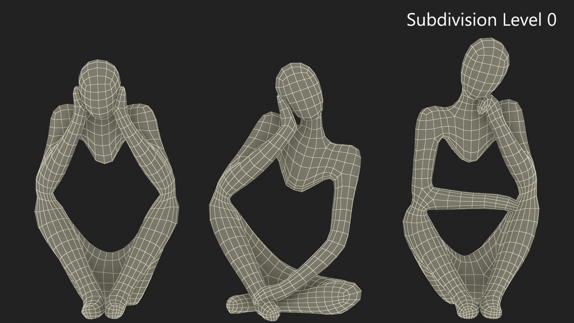 3D Abstract Human Figures Black model