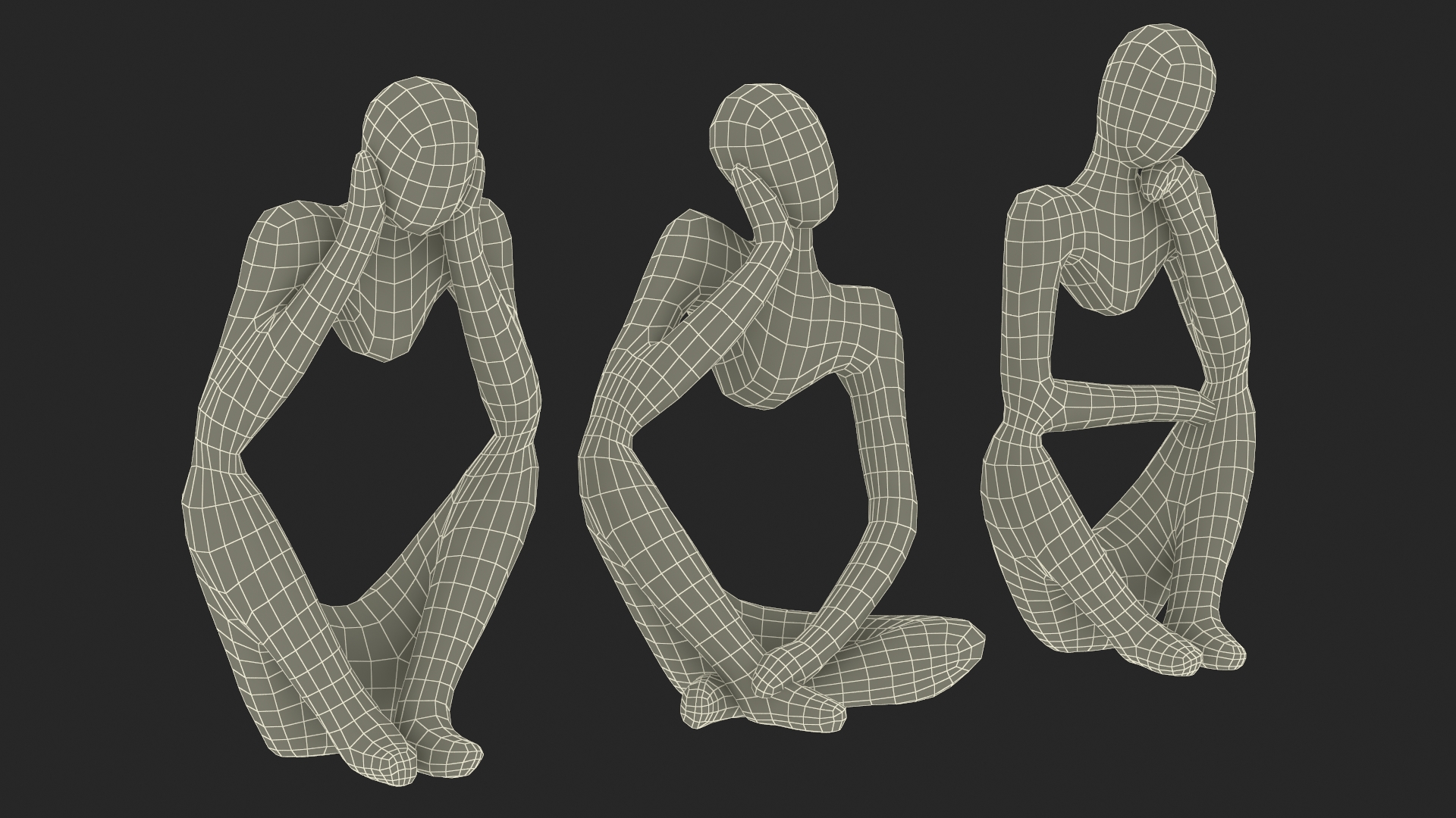 3D Abstract Human Figures Black model