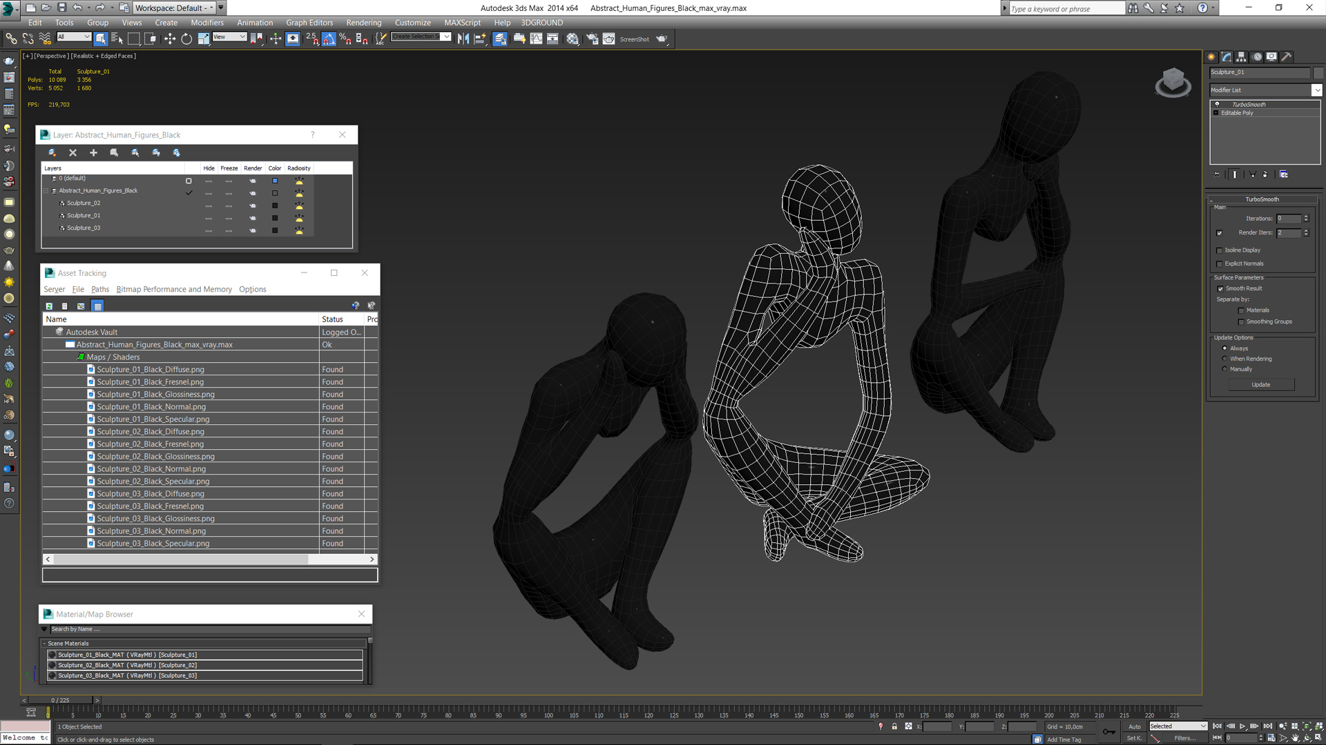 3D Abstract Human Figures Black model
