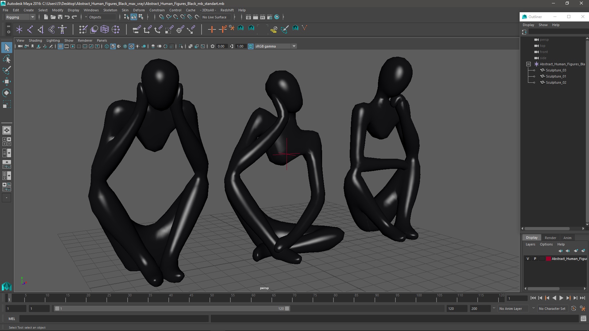 3D Abstract Human Figures Black model