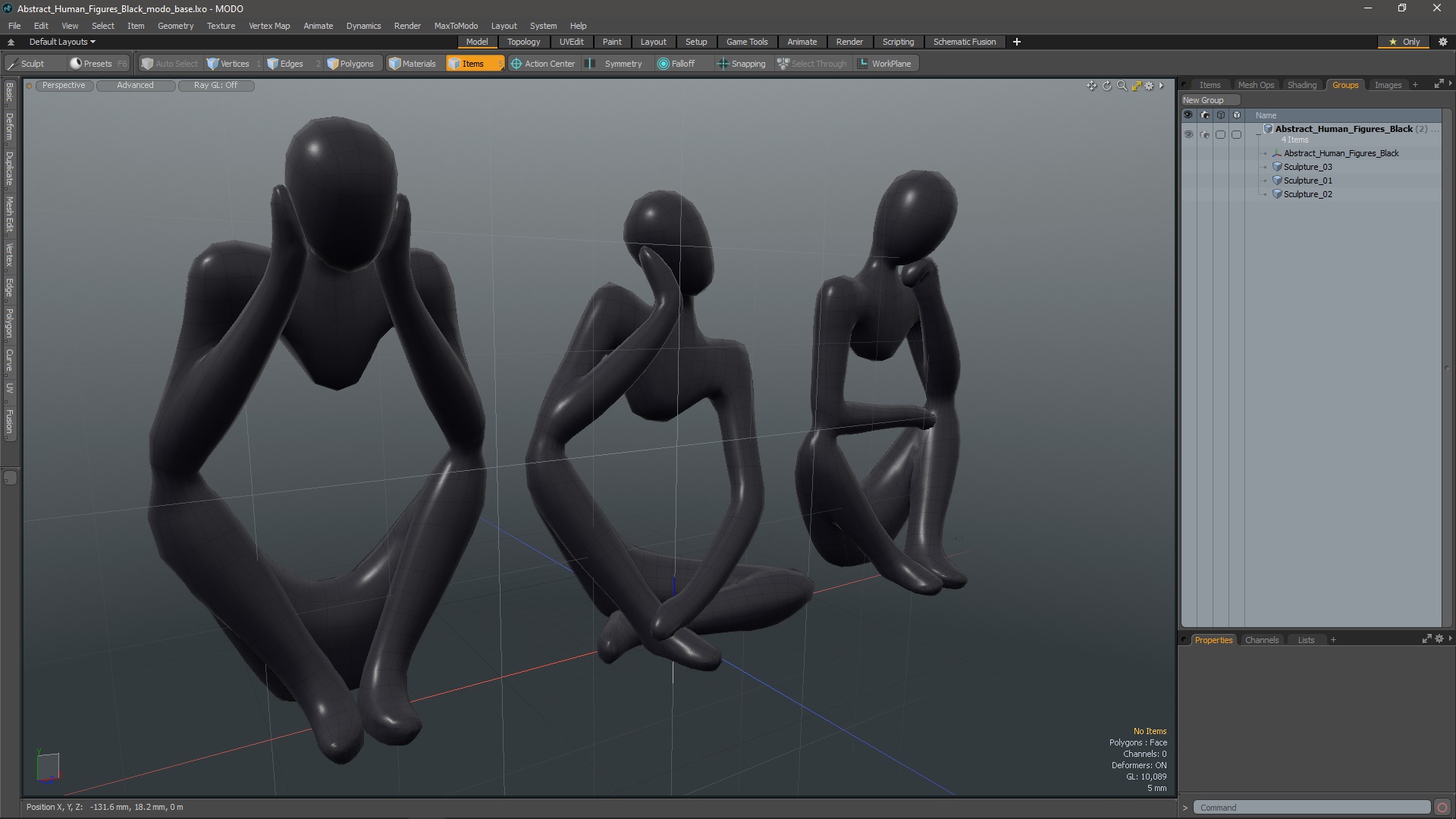 3D Abstract Human Figures Black model