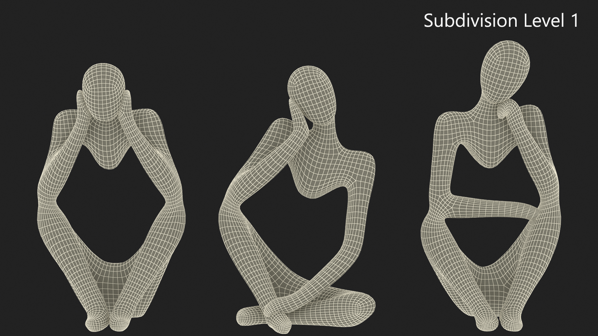 3D Abstract Human Figures Black model