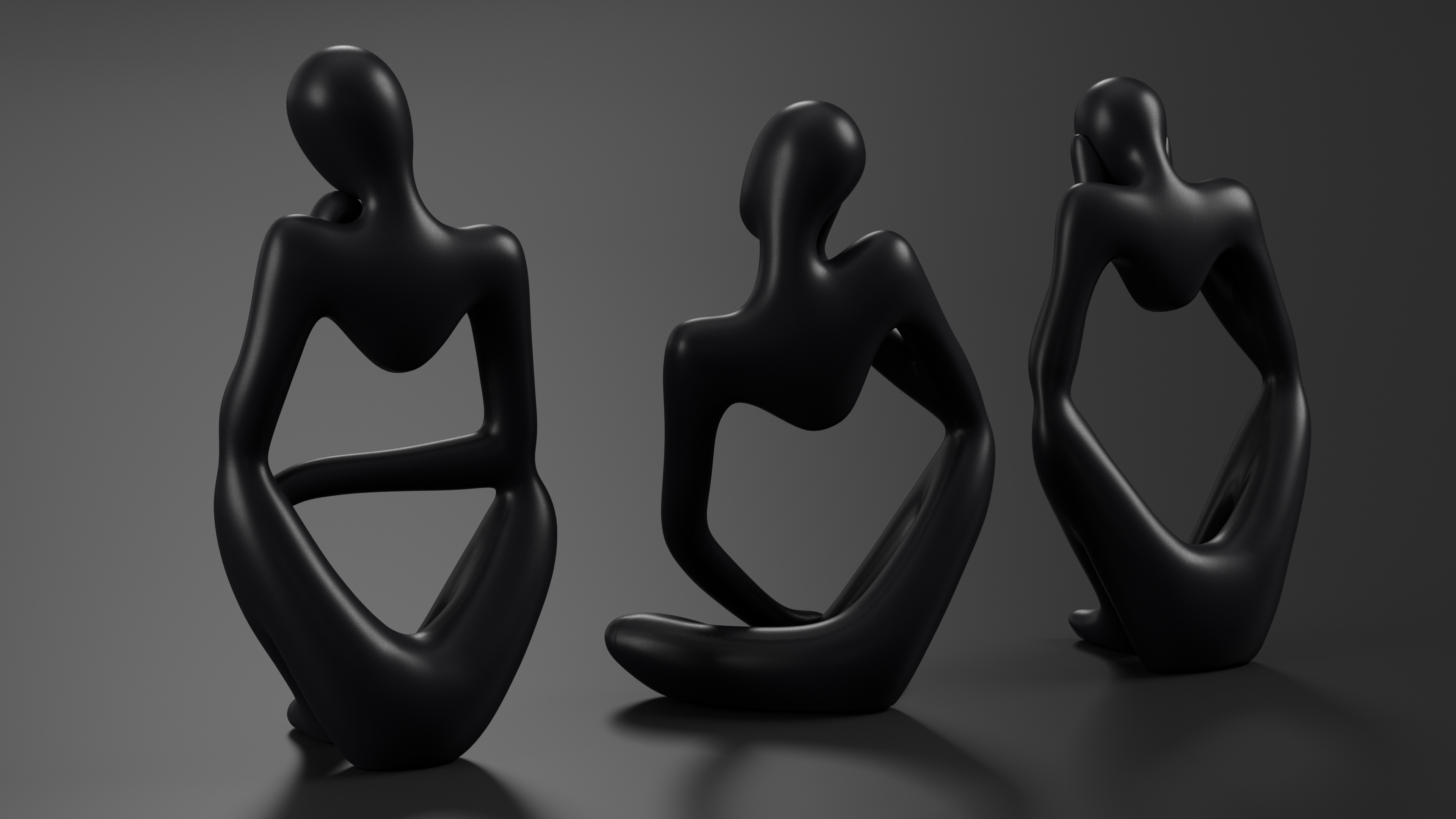 3D Abstract Human Figures Black model