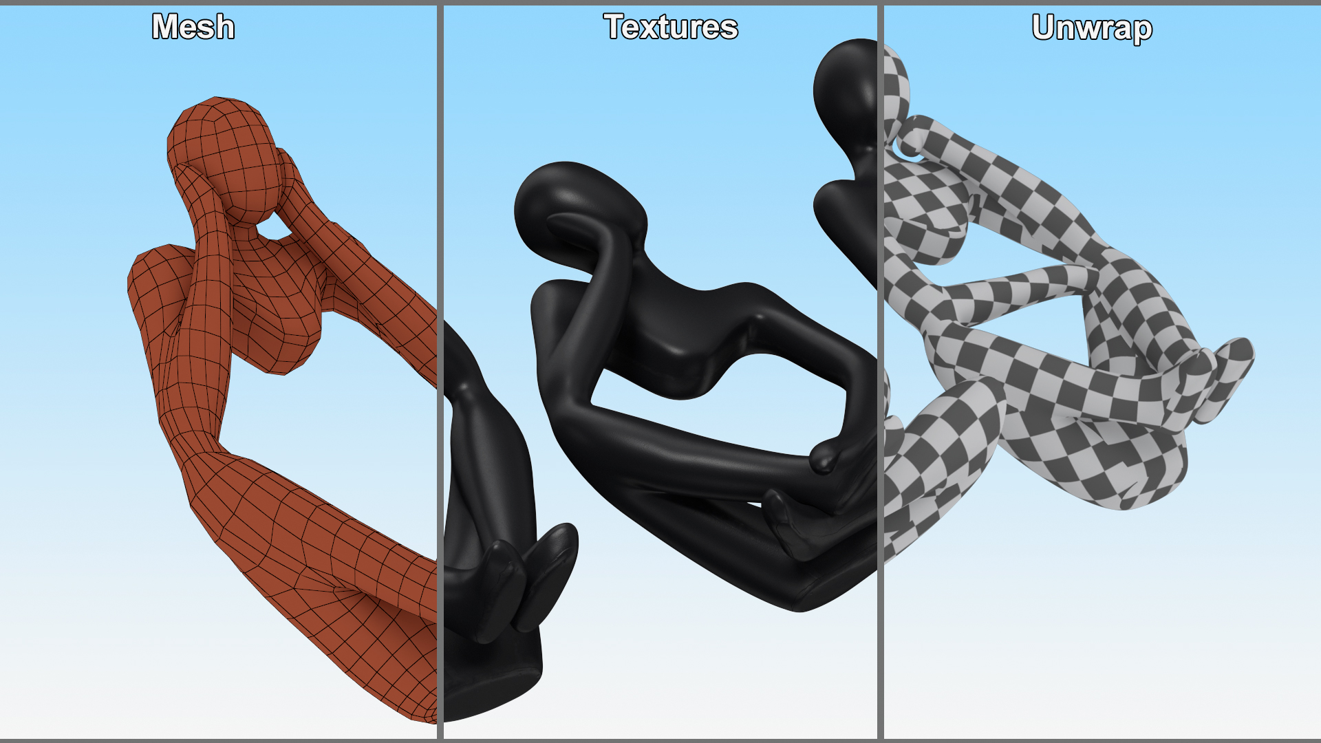 3D Abstract Human Figures Black model