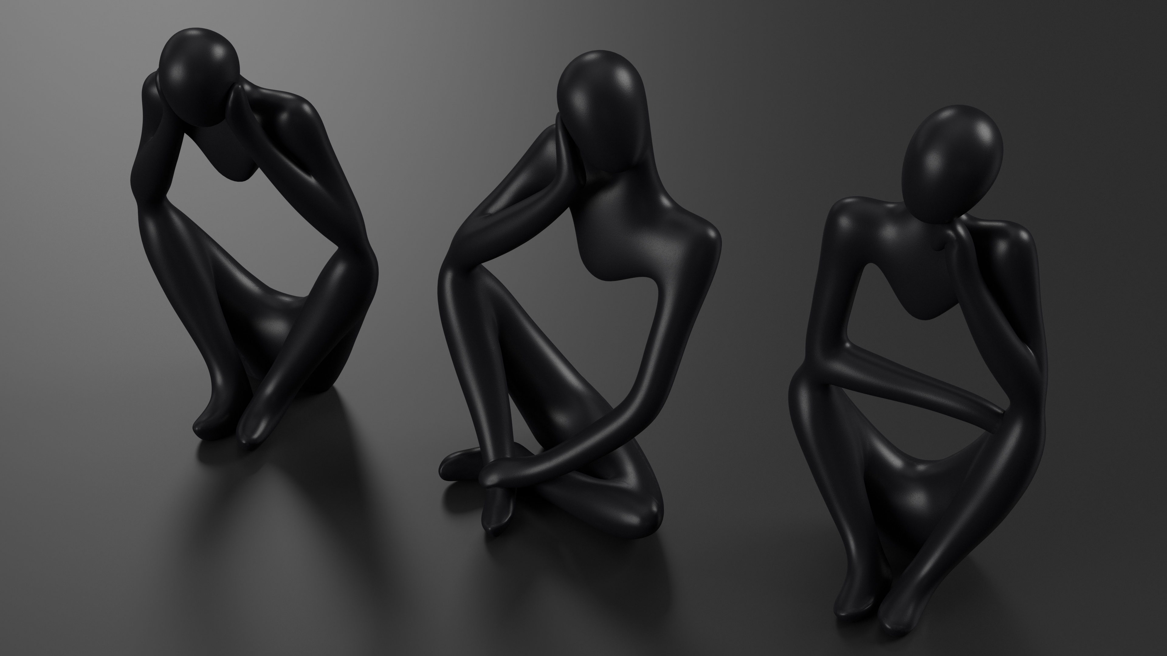 3D Abstract Human Figures Black model