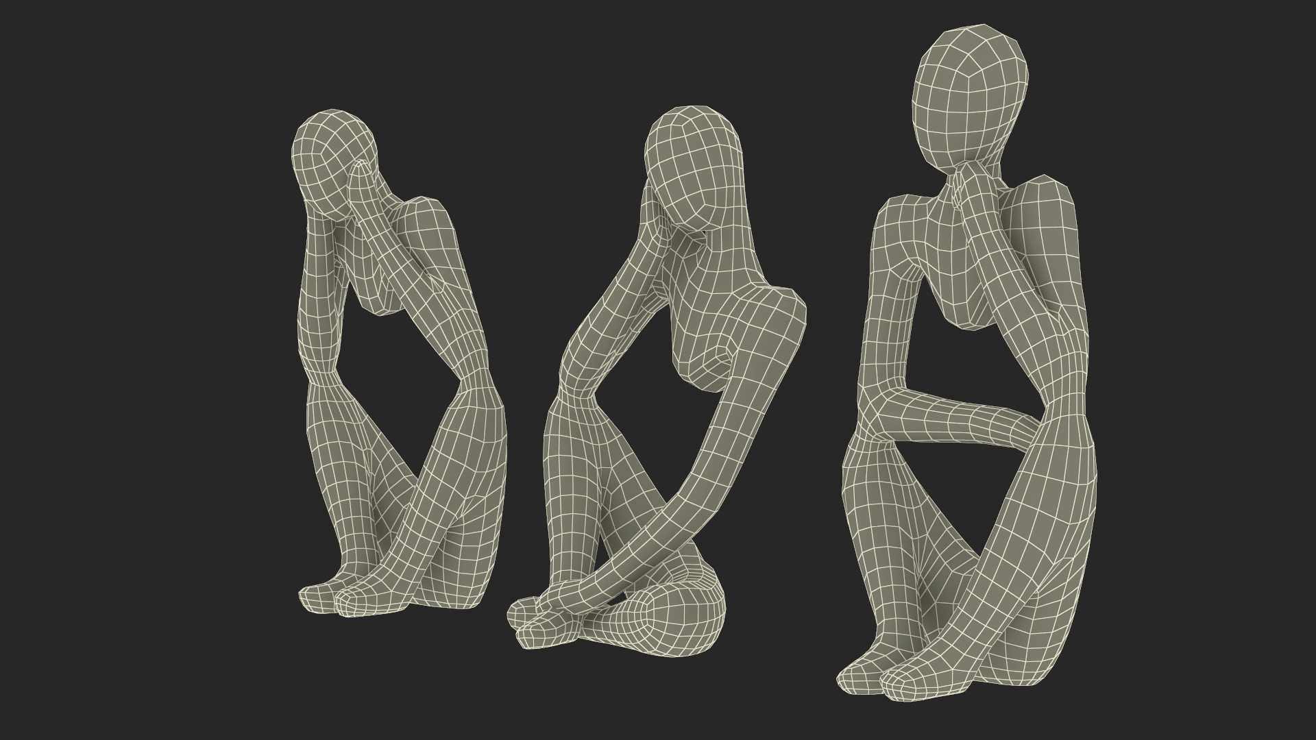 3D Abstract Human Figures Black model