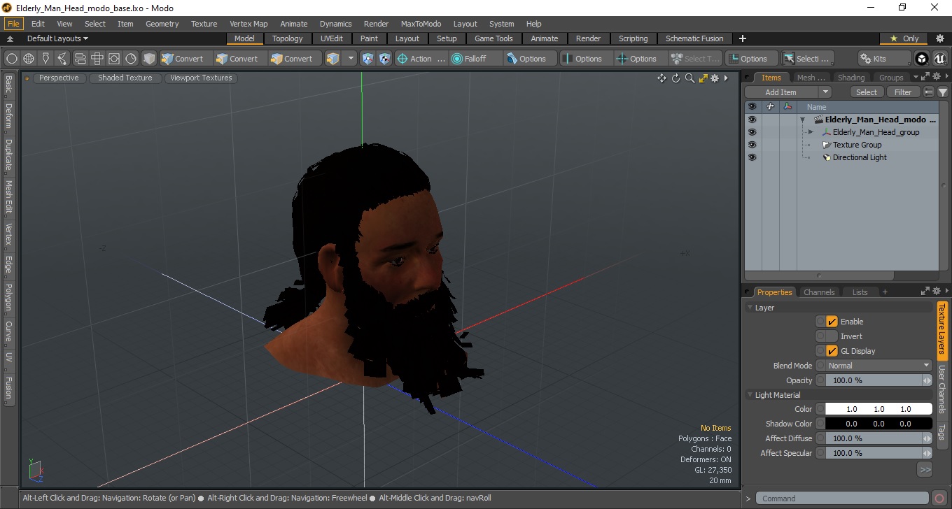 3D Elderly Man Head